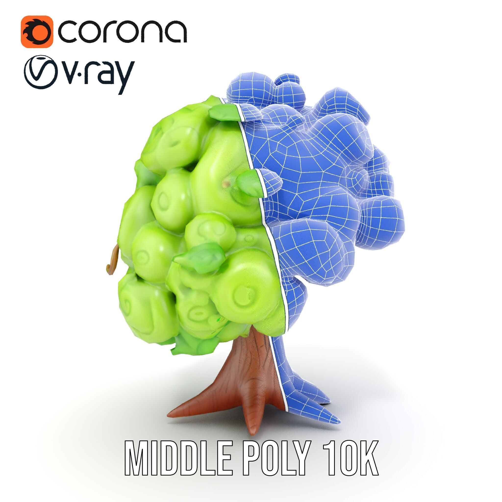 Curly Tree Cartoon Style D Model Pack Low-poly 3D model_31
