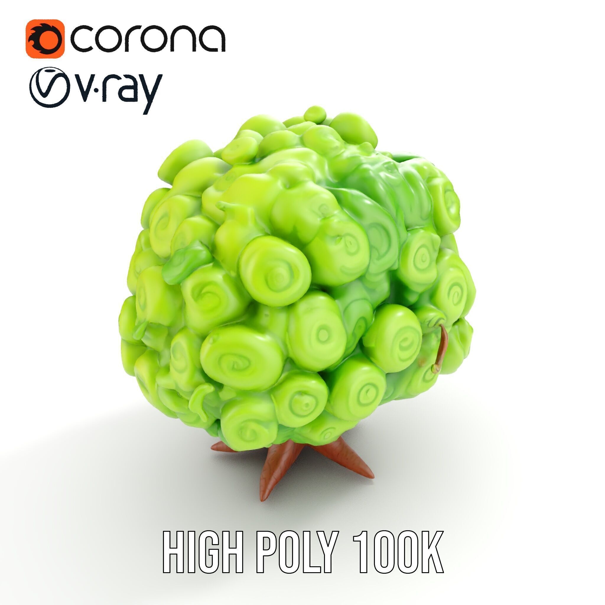 Curly Tree Cartoon Style D Model Pack Low-poly 3D model_19