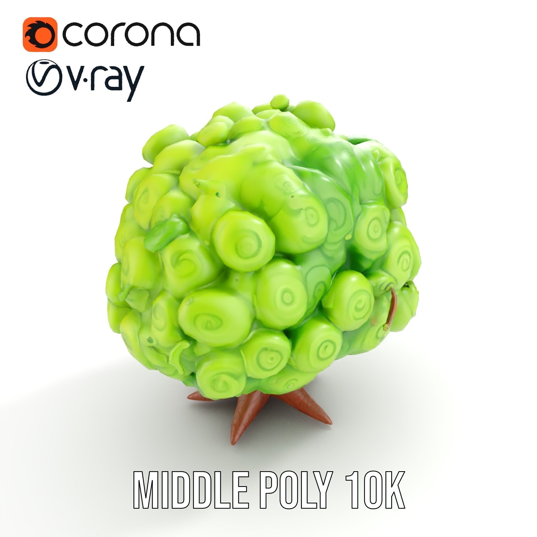 Curly Tree Cartoon Style D Model Pack Low-poly 3D model_6