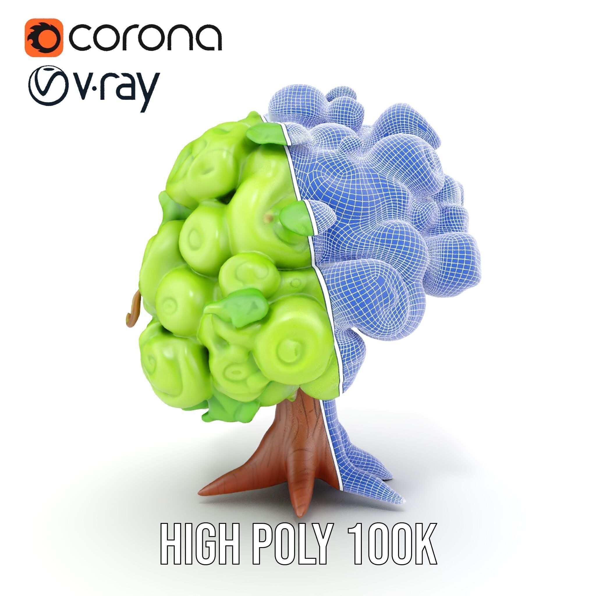 Curly Tree Cartoon Style D Model Pack Low-poly 3D model_38