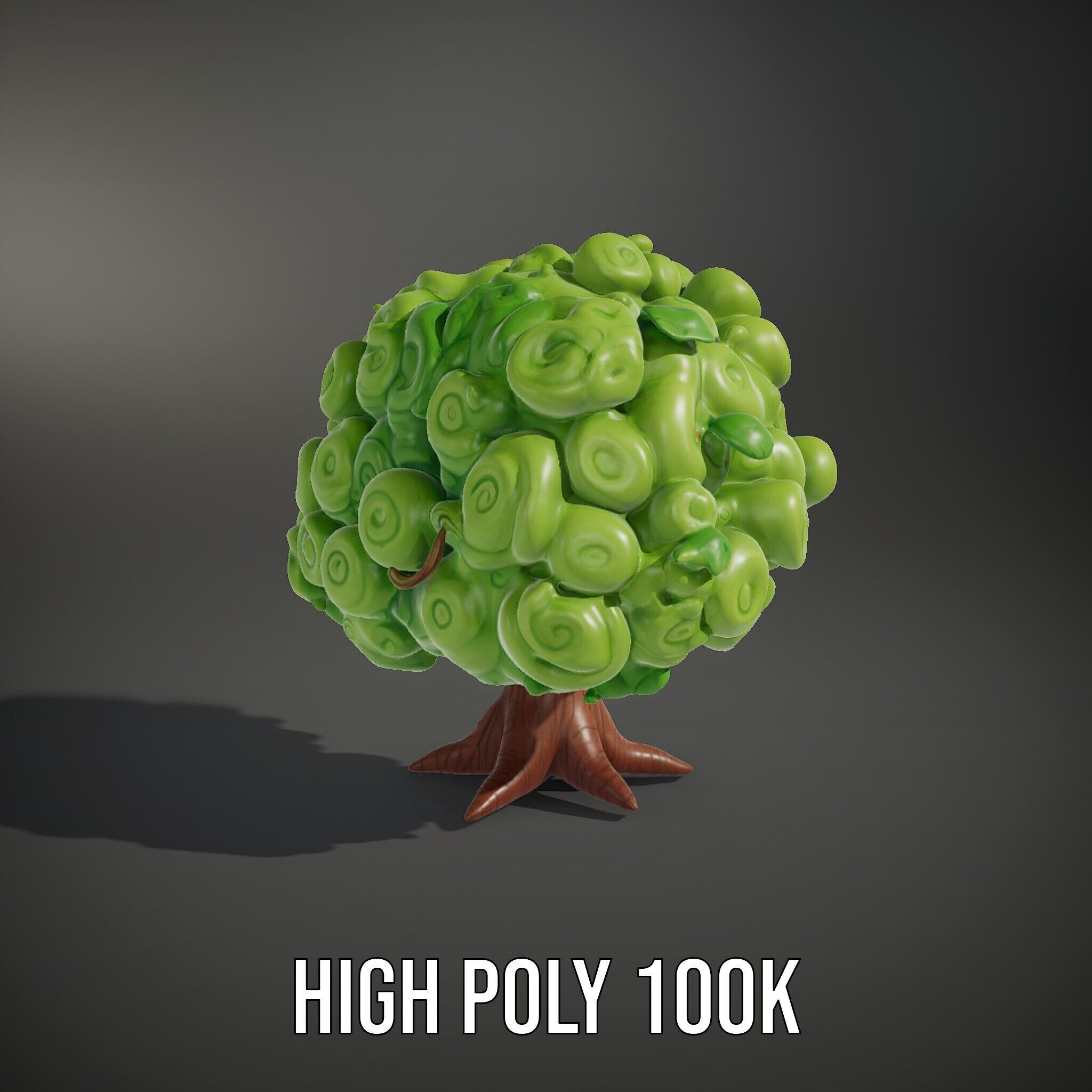 Curly Tree Cartoon Style D Model Pack Low-poly 3D model_8
