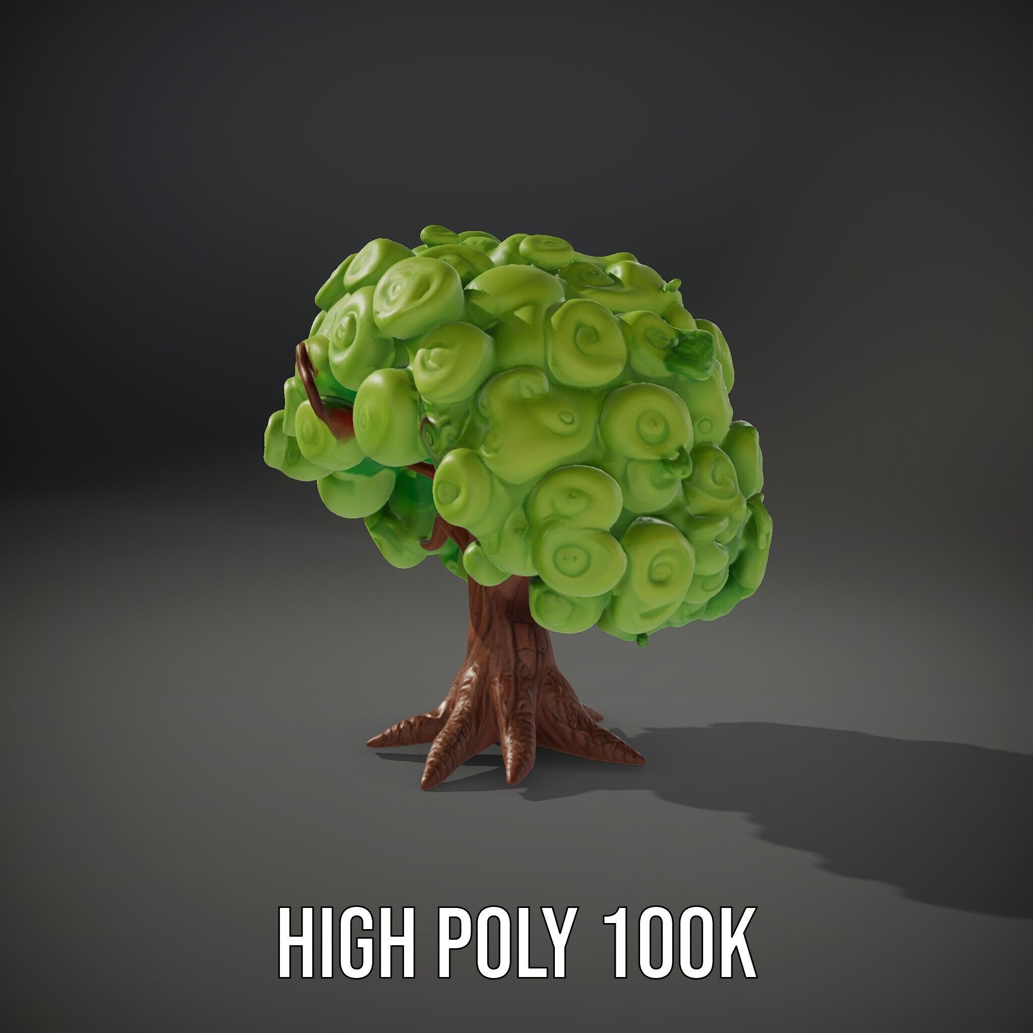 Curly Tree Cartoon Style D Model Pack Low-poly 3D model_11