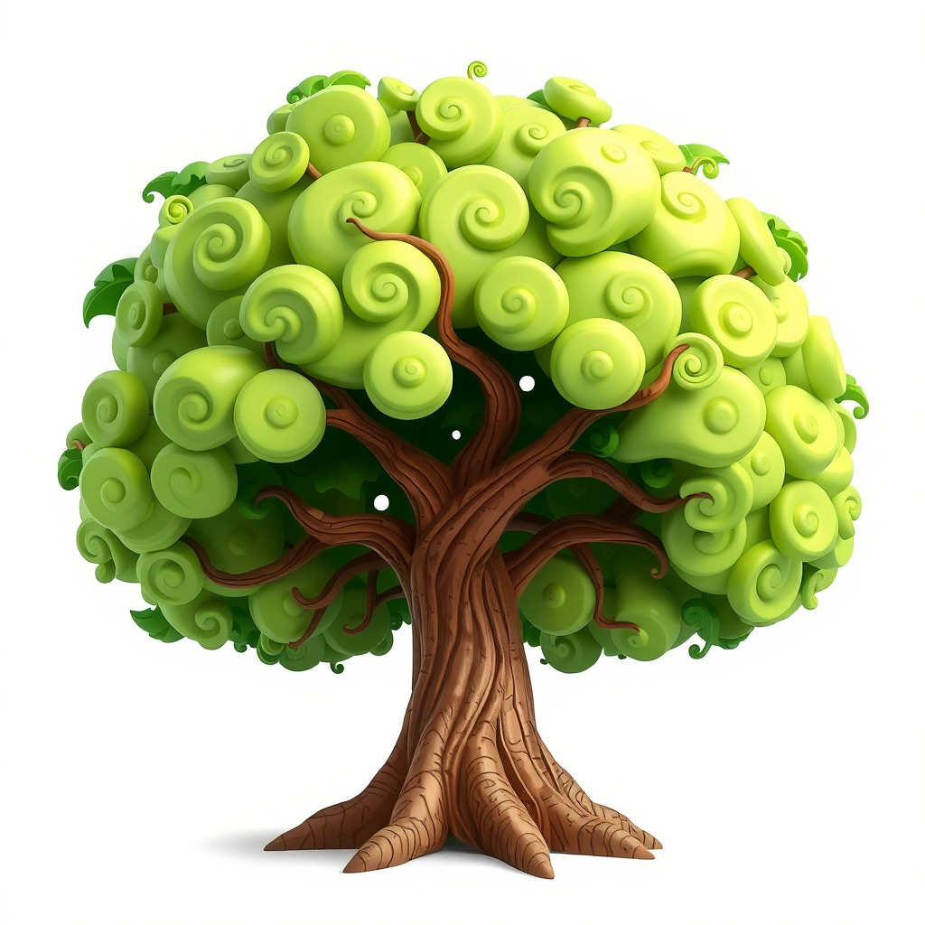 Curly Tree Cartoon Style D Model Pack Low-poly 3D model_2