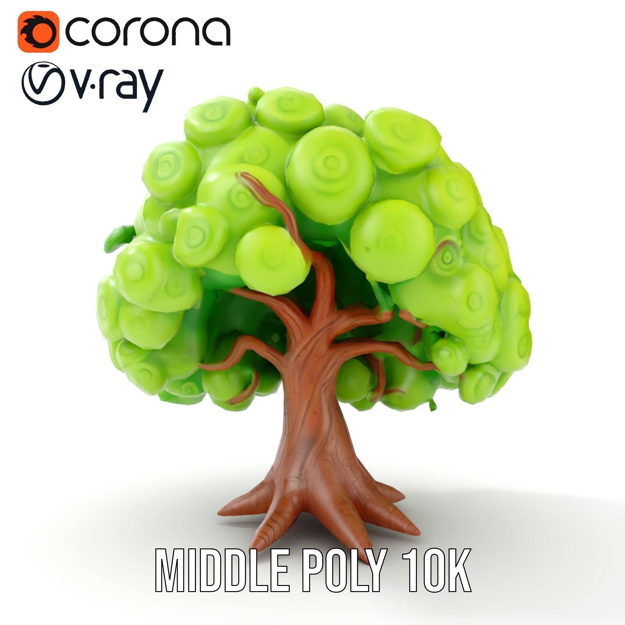 Curly Tree Cartoon Style D Model Pack Low-poly 3D model_15