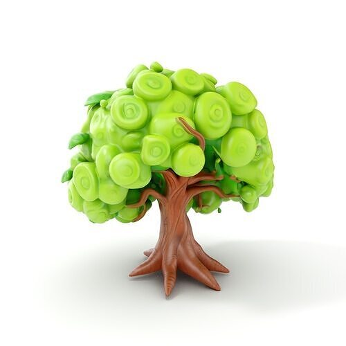 Curly Tree Cartoon Style D Model Pack Low-poly 3D model