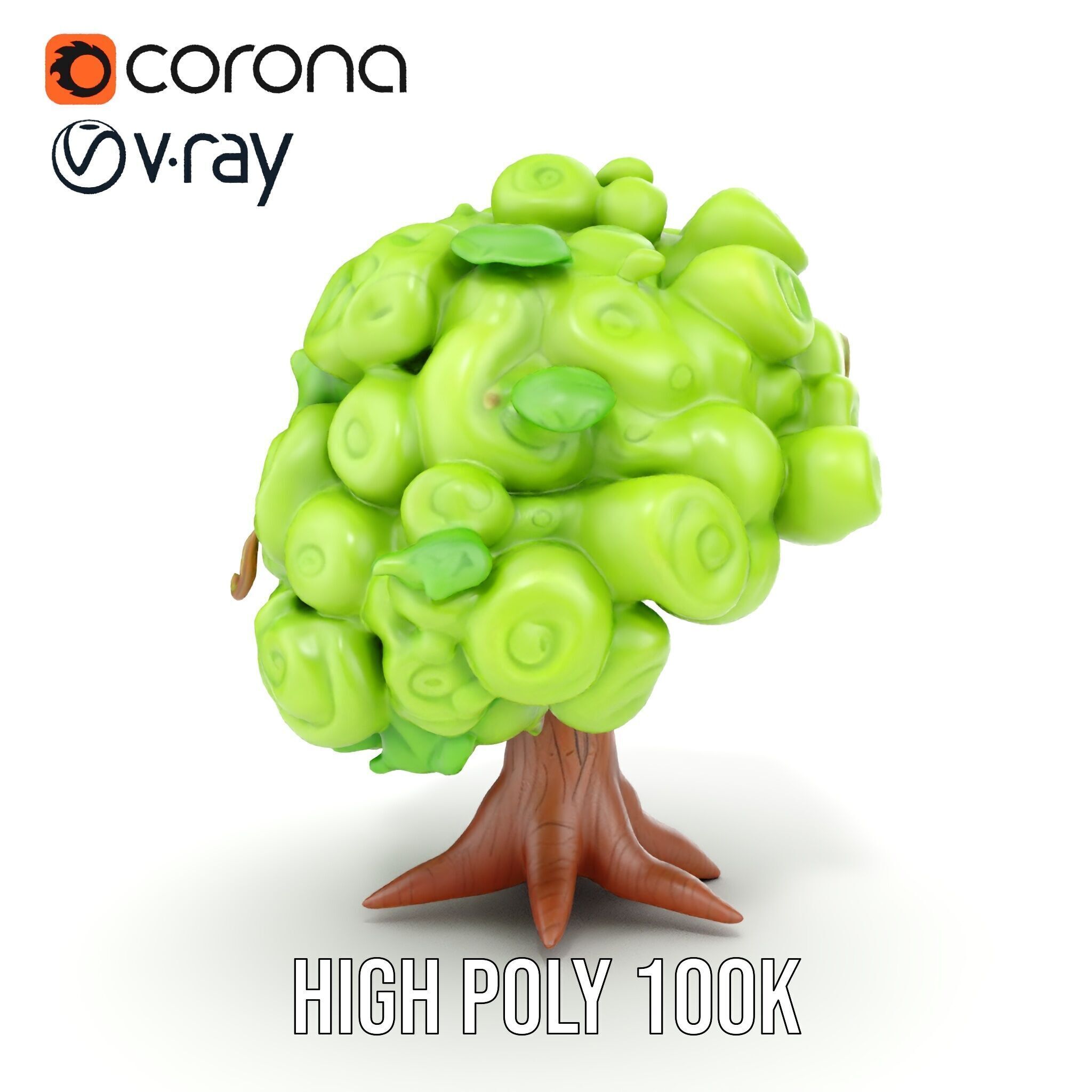 Curly Tree Cartoon Style D Model Pack Low-poly 3D model_27
