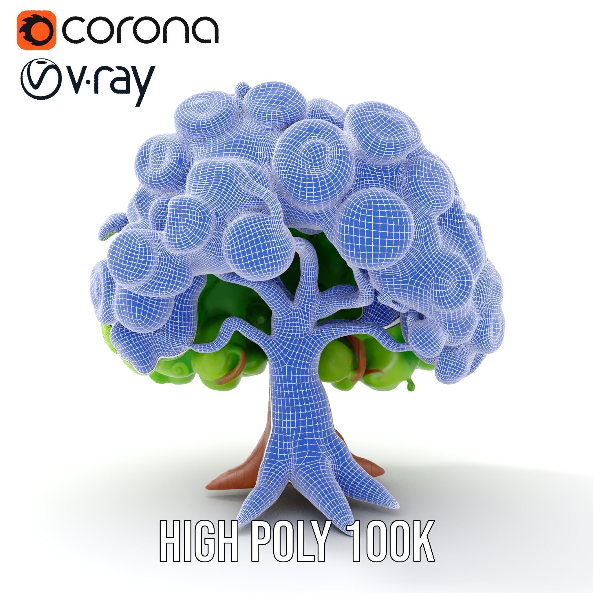 Curly Tree Cartoon Style D Model Pack Low-poly 3D model_33