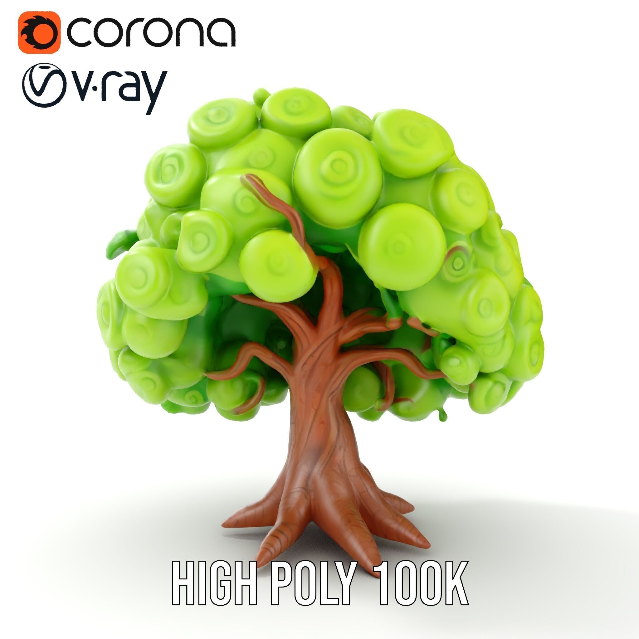 Curly Tree Cartoon Style D Model Pack Low-poly 3D model_24