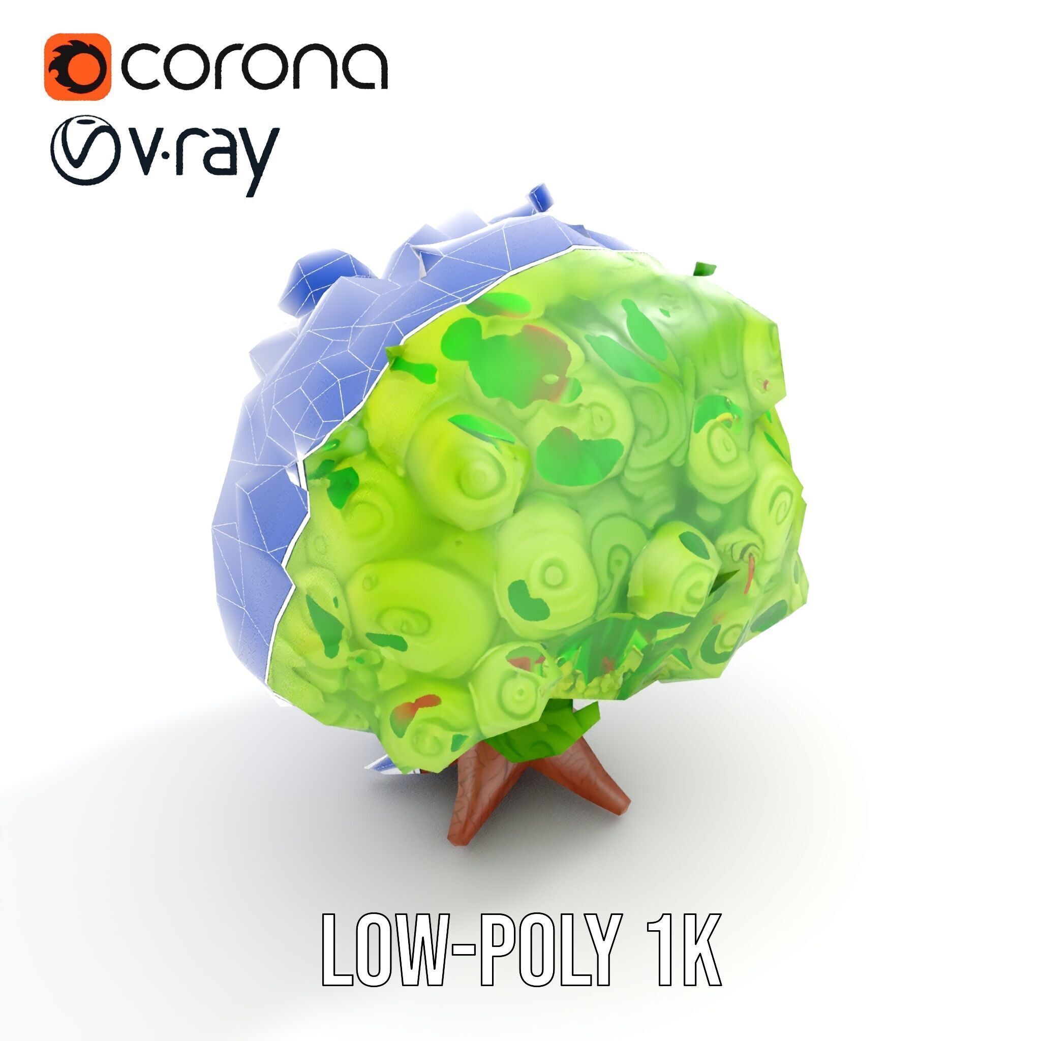 Curly Tree Cartoon Style D Model Pack Low-poly 3D model_21