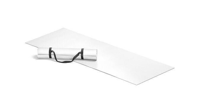White Unfolded and Rolled Yoga Mat Set - for fitness pilates 3D model