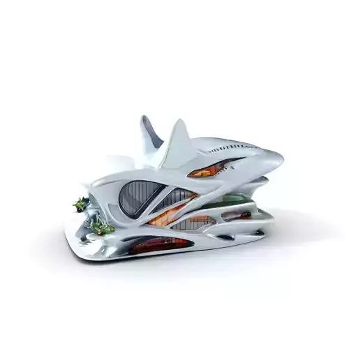 Futuristic Building Model Pack with Organic Architecture Low-poly 3D model
