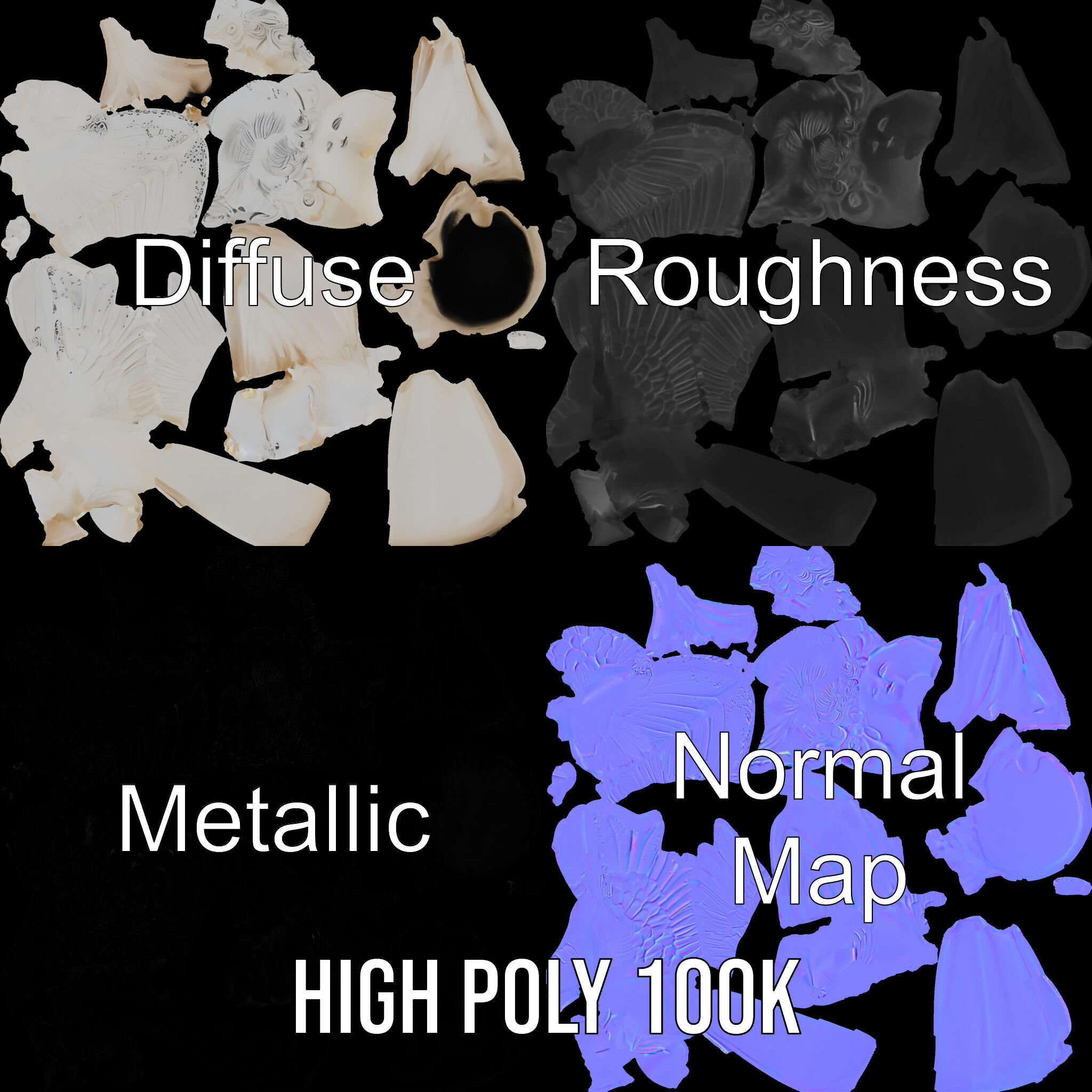 Cherubic Angel Sculpture model pack for D Rendering and Design Low-poly 3D model_3