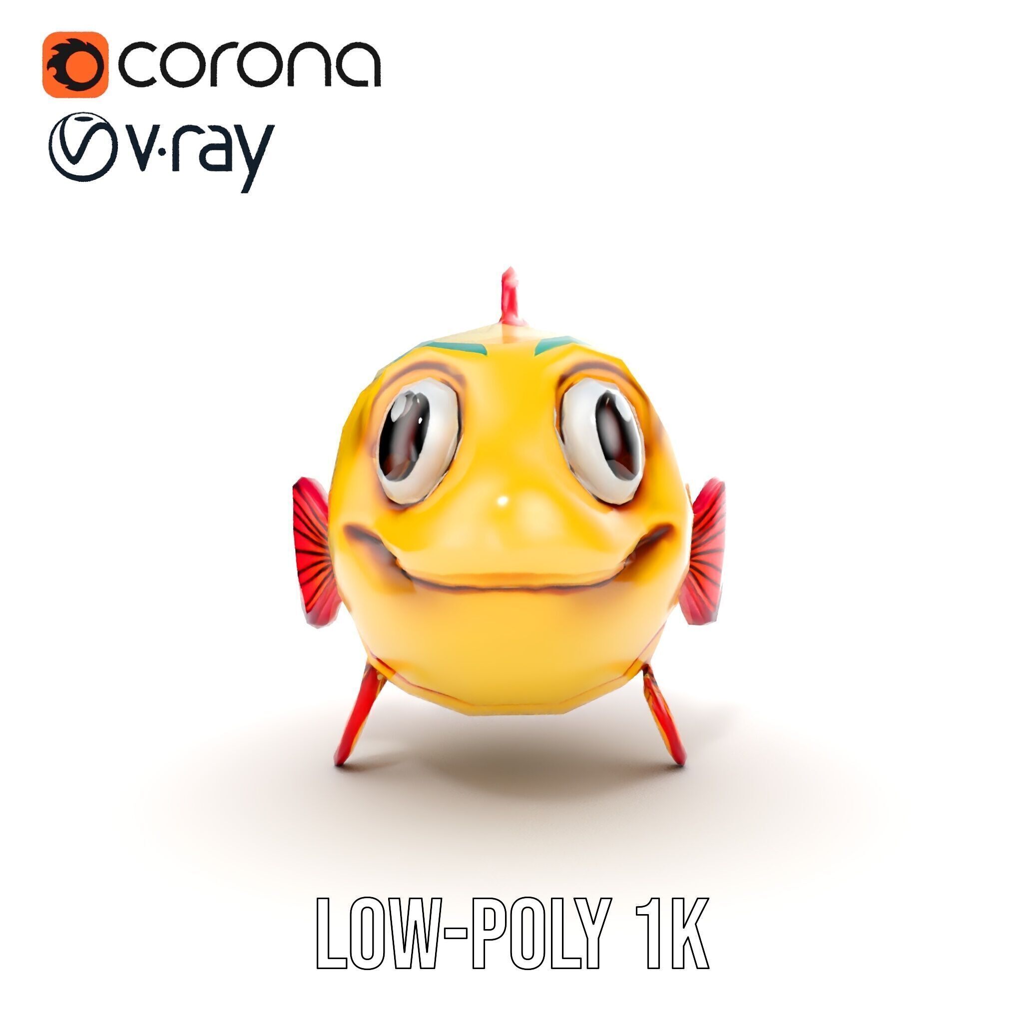 Animated Cartoon Fish Model Pack with Colorful Spots Low-poly 3D model_14