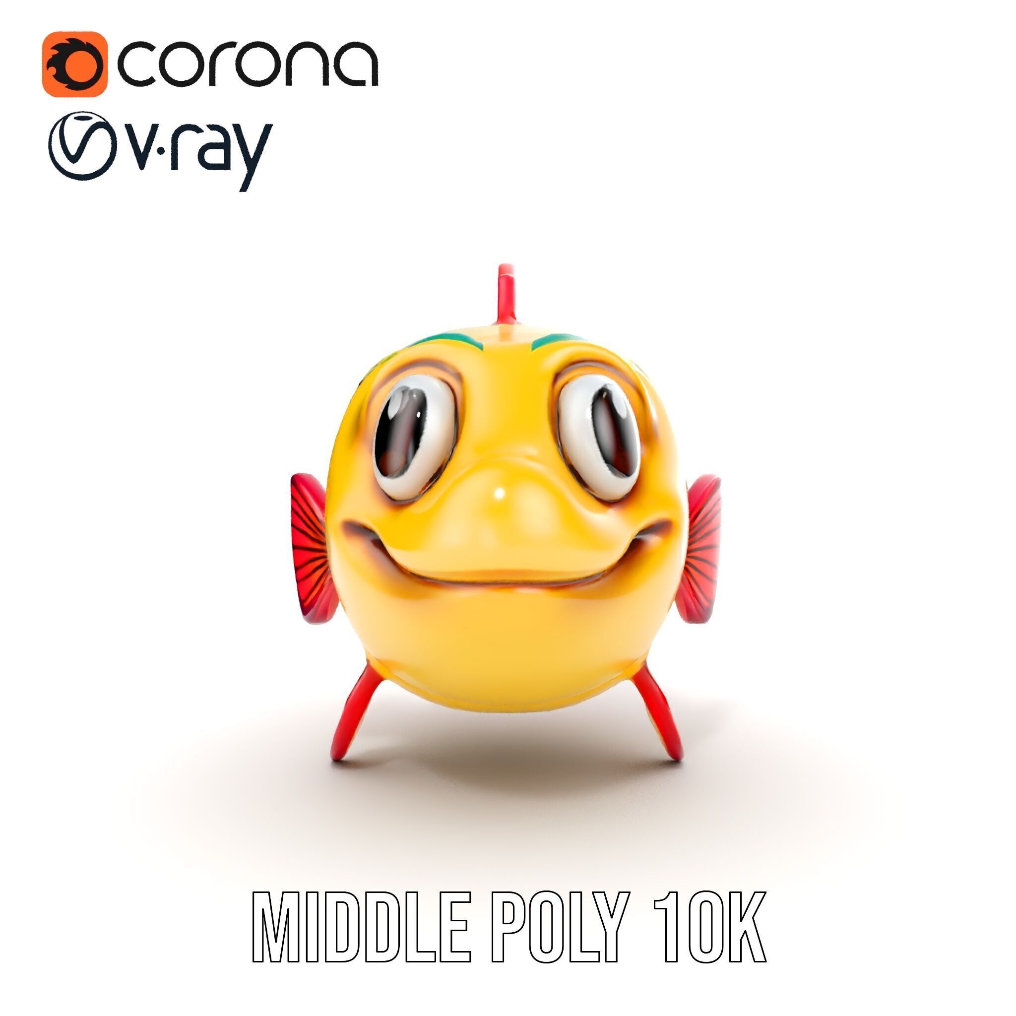 Animated Cartoon Fish Model Pack with Colorful Spots Low-poly 3D model_18