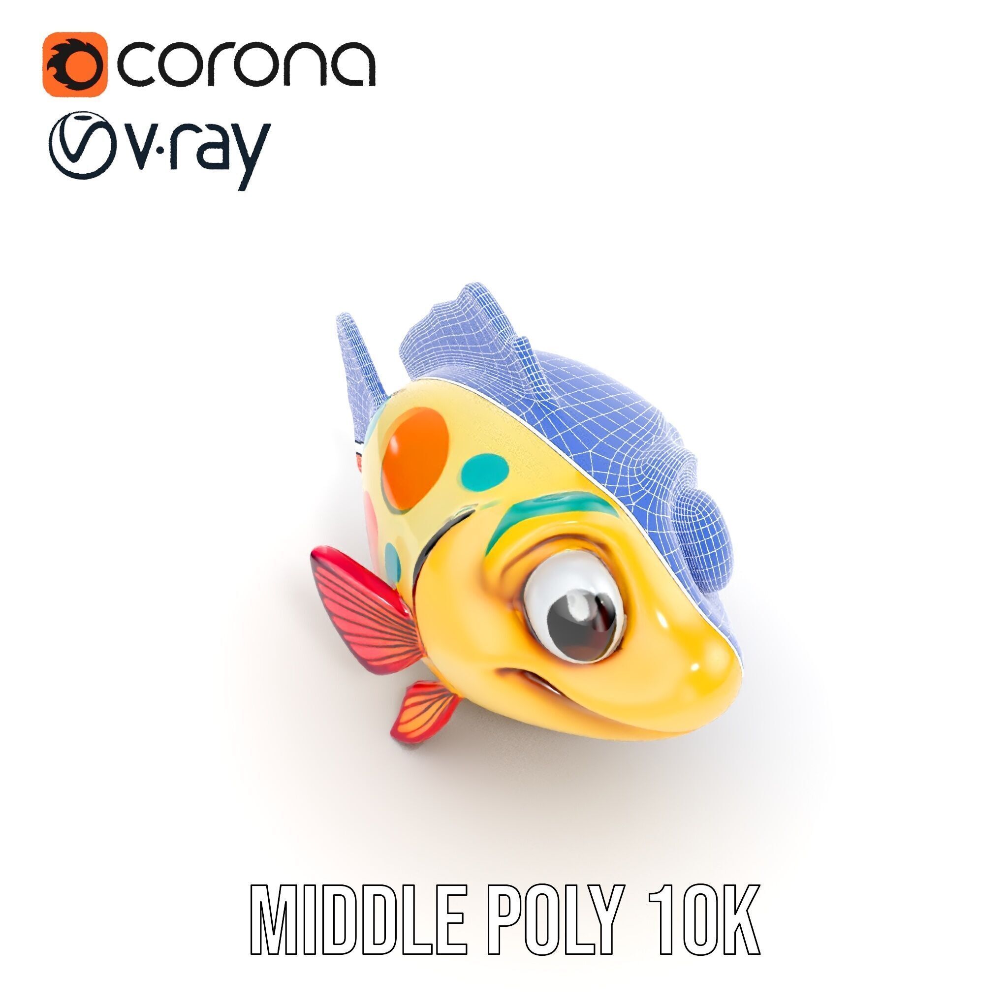 Animated Cartoon Fish Model Pack with Colorful Spots Low-poly 3D model_29