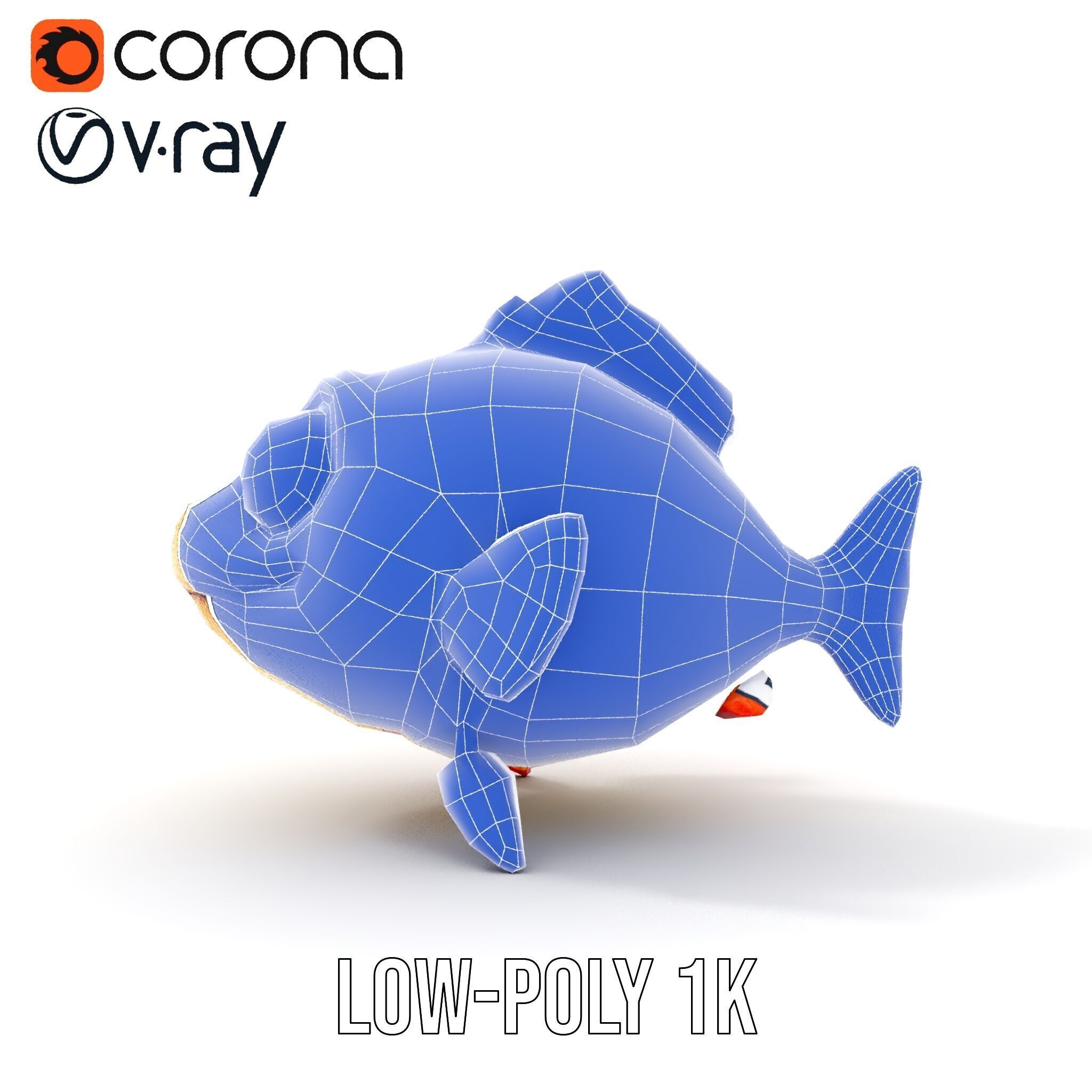Animated Cartoon Fish Model Pack with Colorful Spots Low-poly 3D model_30