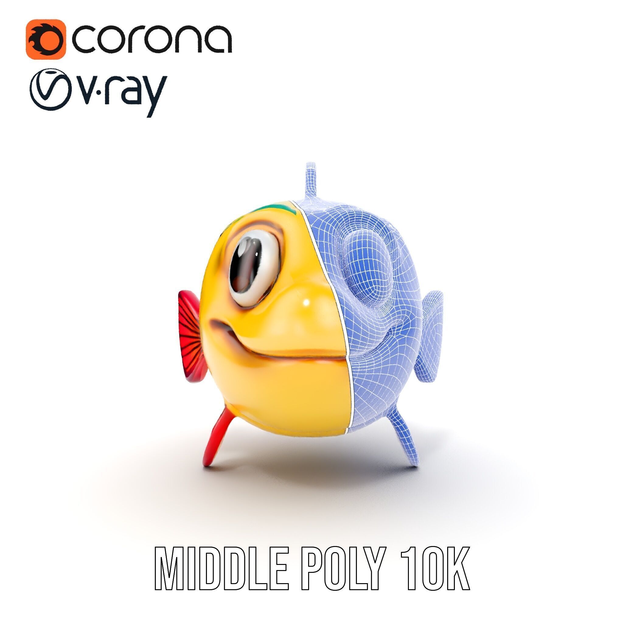 Animated Cartoon Fish Model Pack with Colorful Spots Low-poly 3D model_26