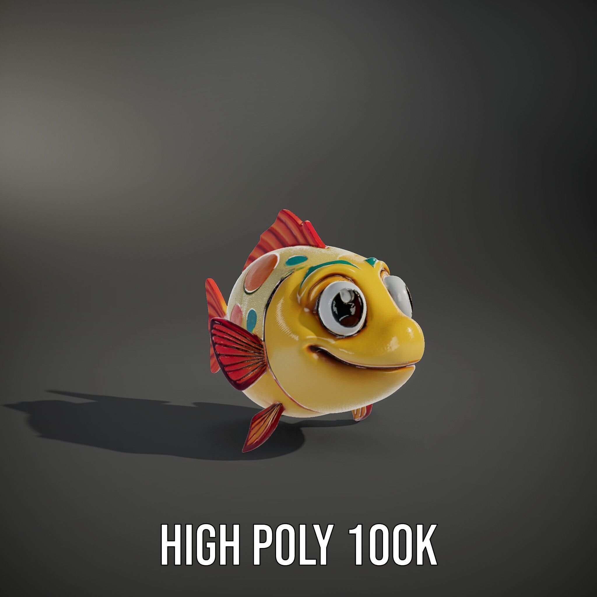 Animated Cartoon Fish Model Pack with Colorful Spots Low-poly 3D model_9