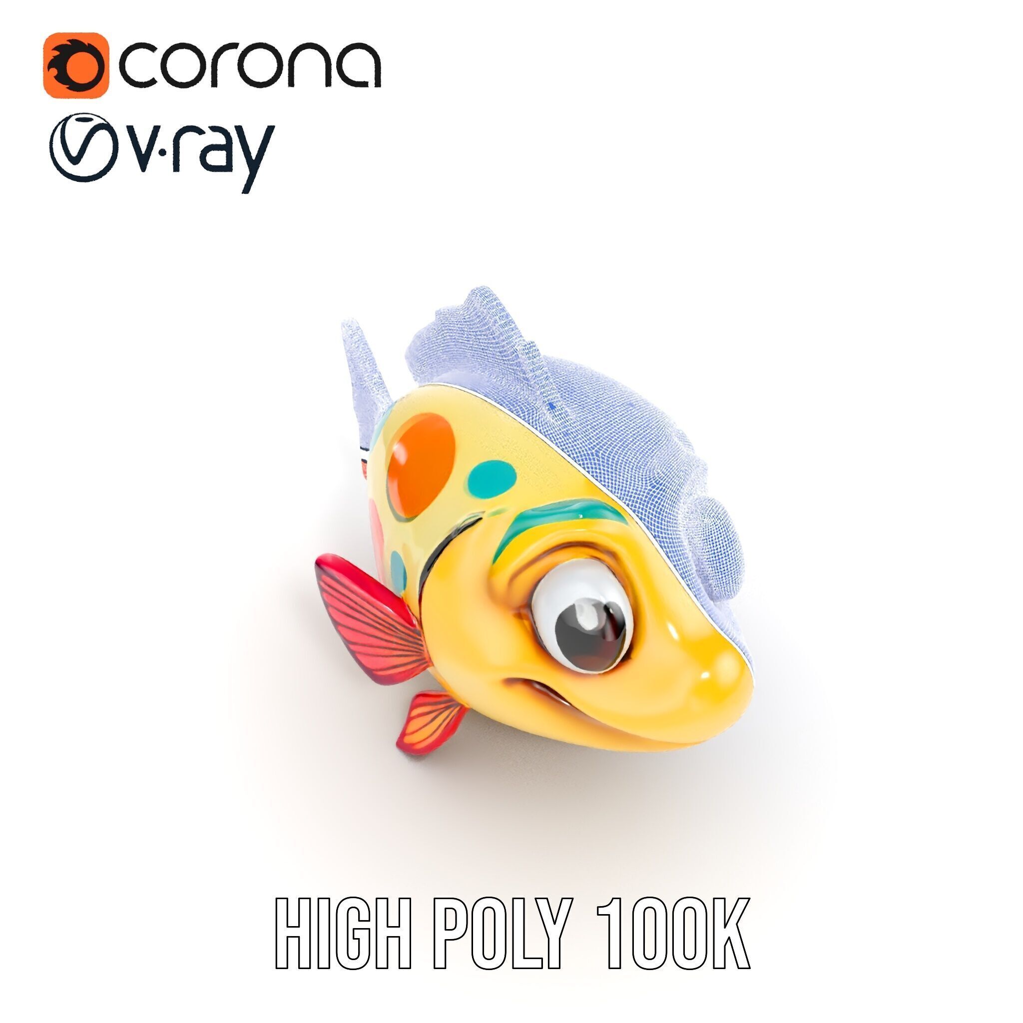 Animated Cartoon Fish Model Pack with Colorful Spots Low-poly 3D model_28