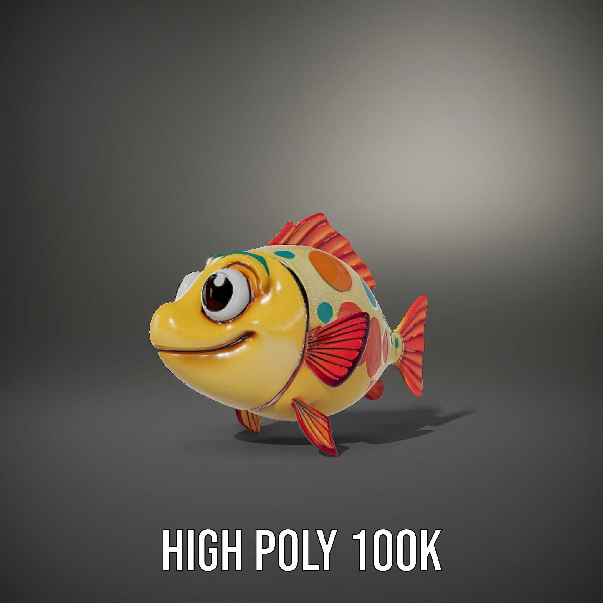 Animated Cartoon Fish Model Pack with Colorful Spots Low-poly 3D model_12