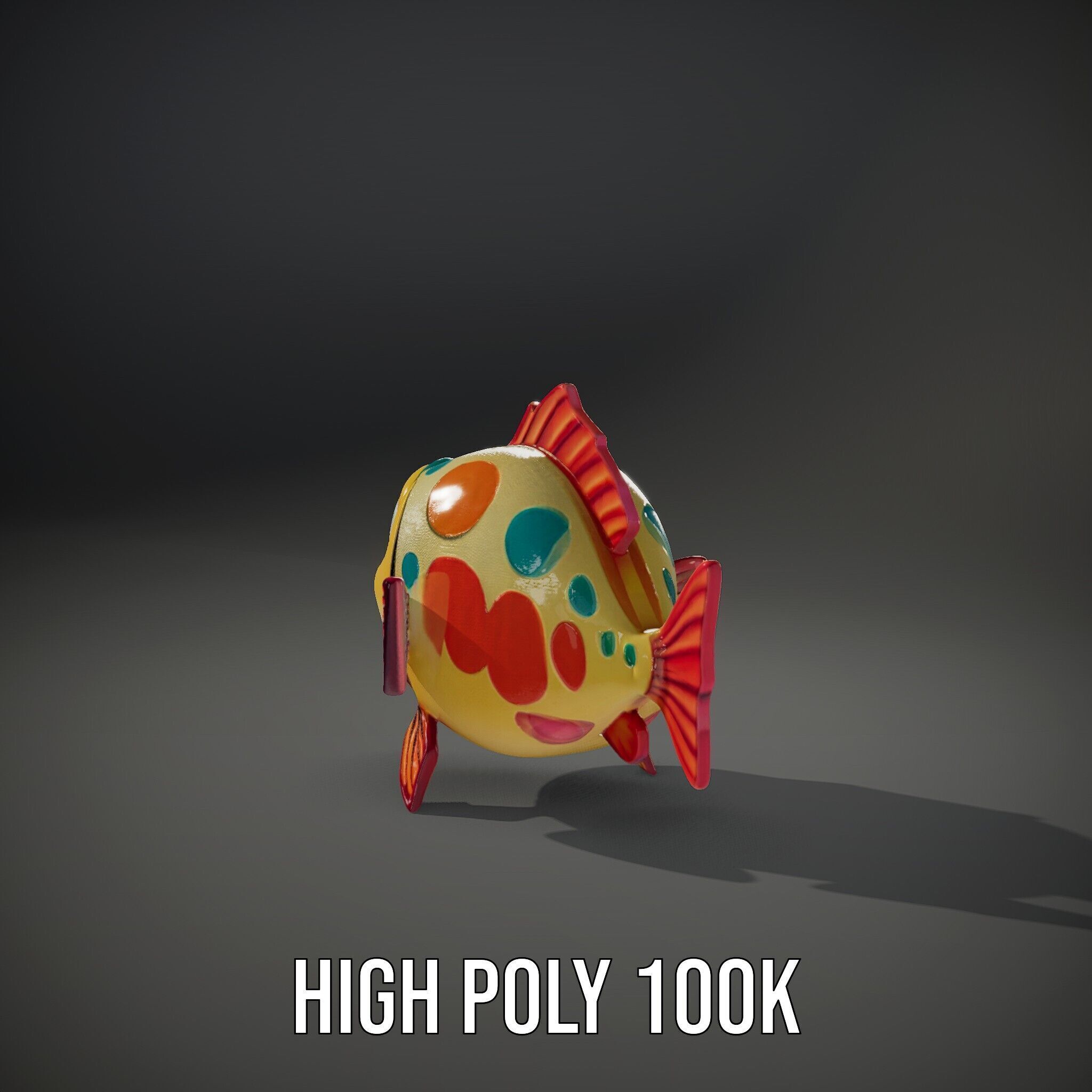 Animated Cartoon Fish Model Pack with Colorful Spots Low-poly 3D model_15