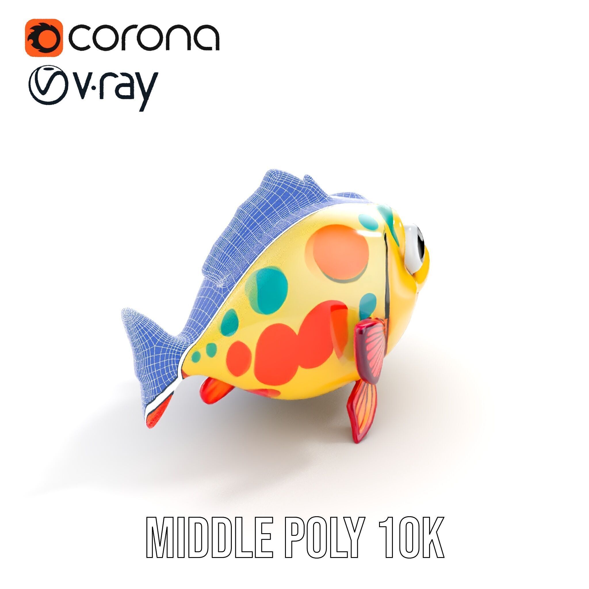 Animated Cartoon Fish Model Pack with Colorful Spots Low-poly 3D model_21