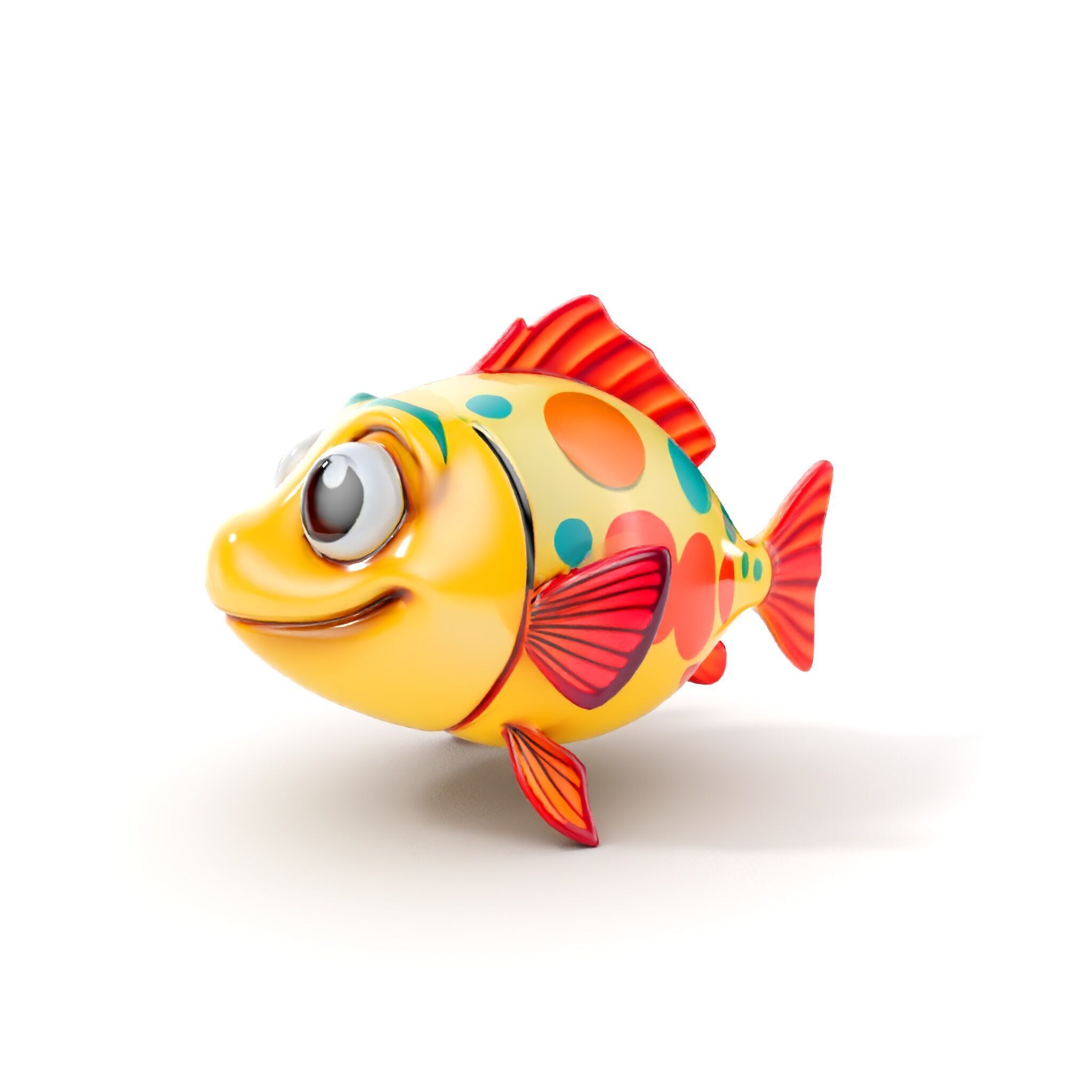 Animated Cartoon Fish Model Pack with Colorful Spots Low-poly 3D model_10