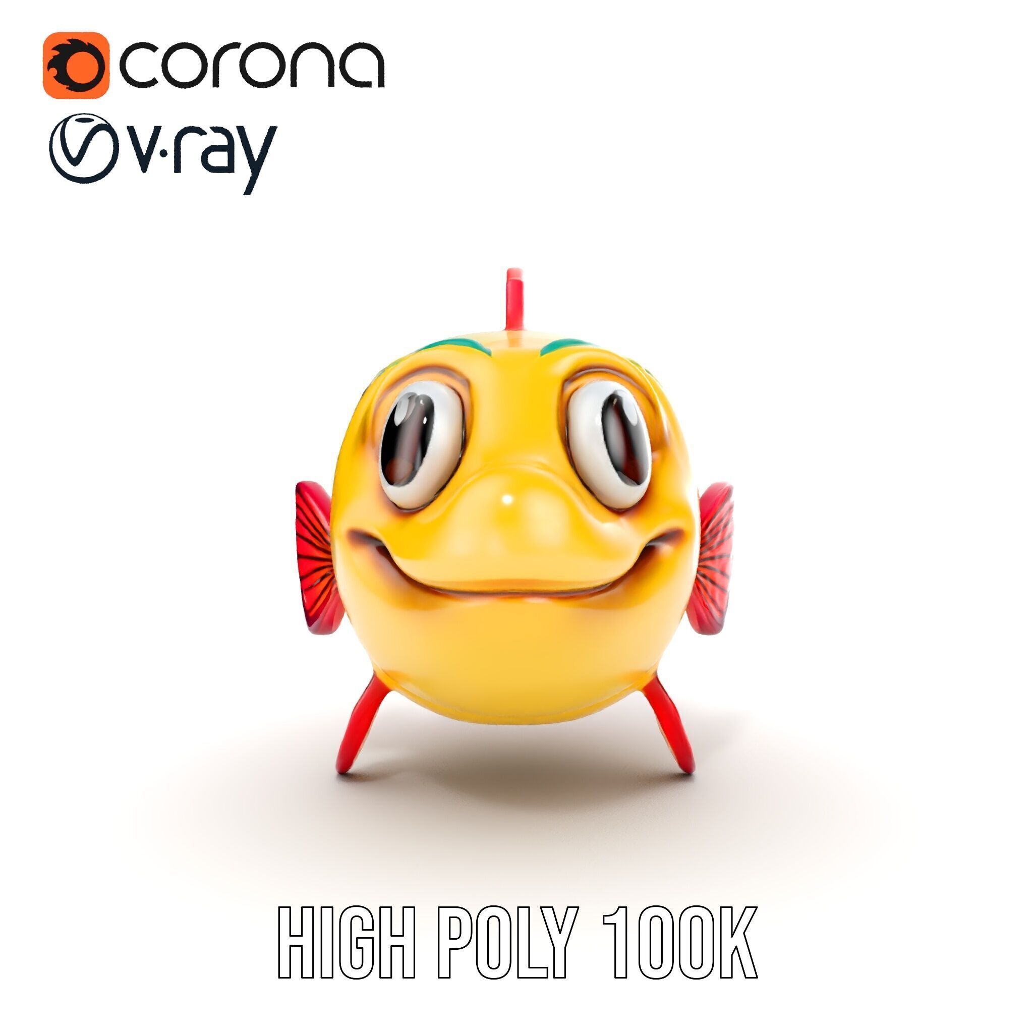 Animated Cartoon Fish Model Pack with Colorful Spots Low-poly 3D model_39