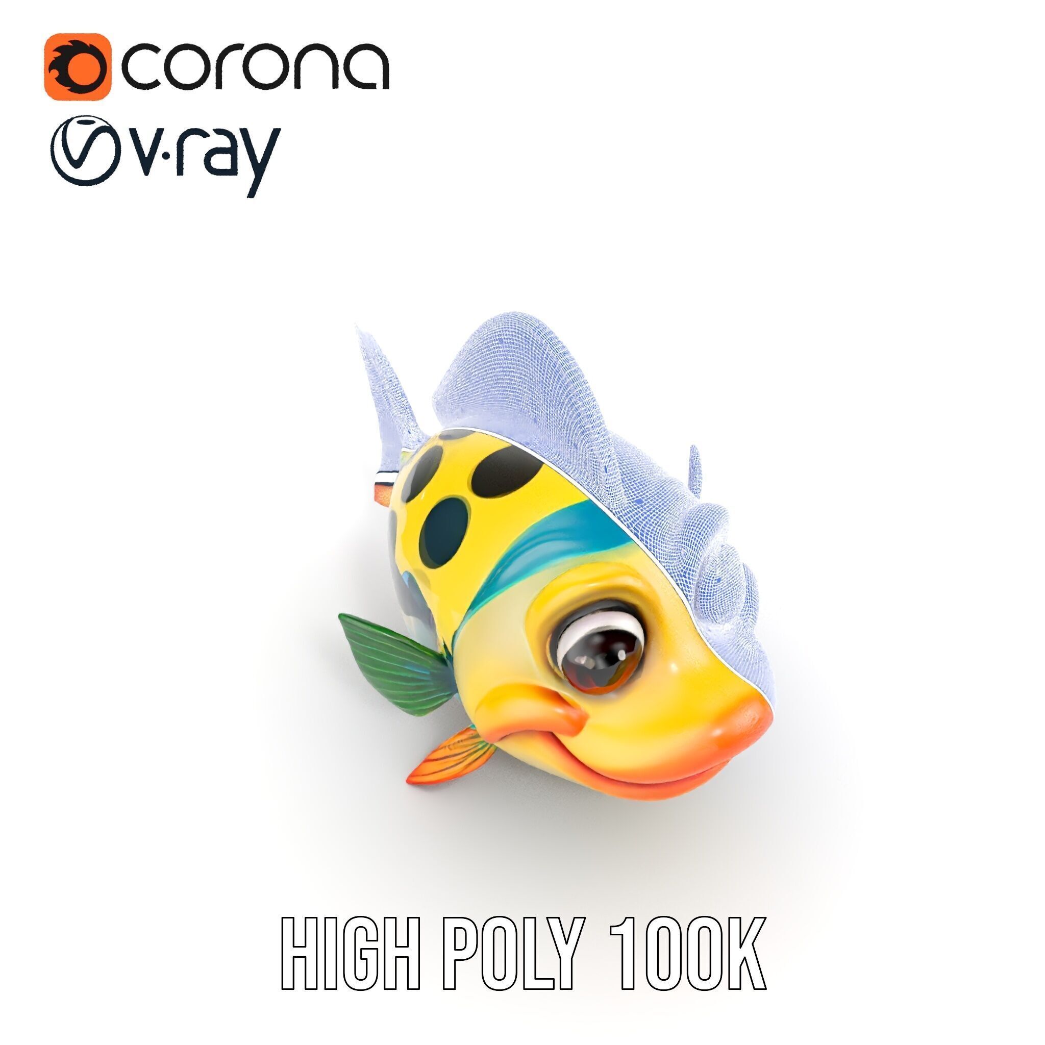 Cartoon Fish Character Model Pack Low-poly 3D model_36