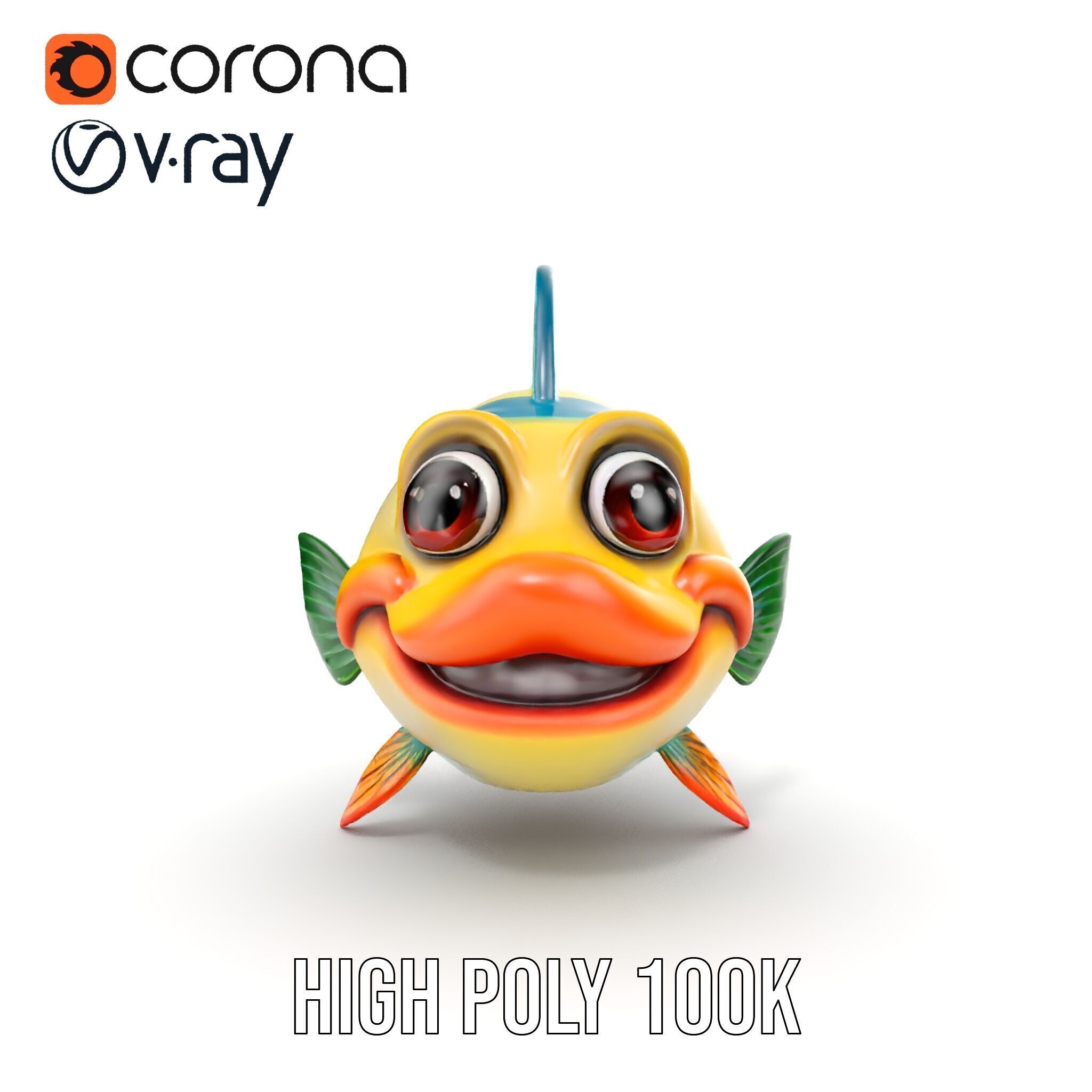 Cartoon Fish Character Model Pack Low-poly 3D model_22