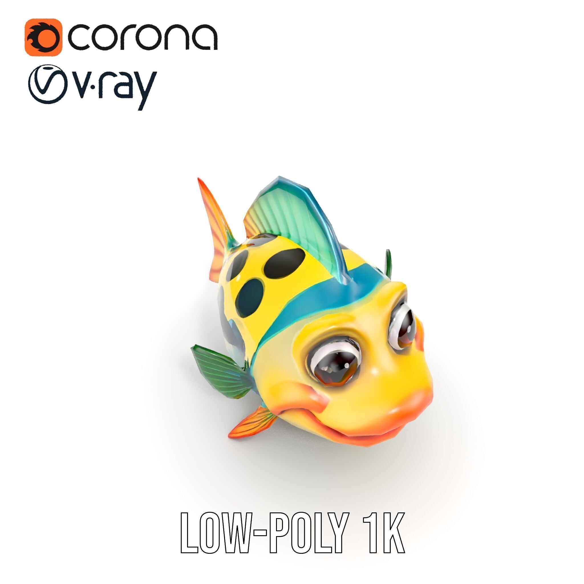 Cartoon Fish Character Model Pack Low-poly 3D model_17