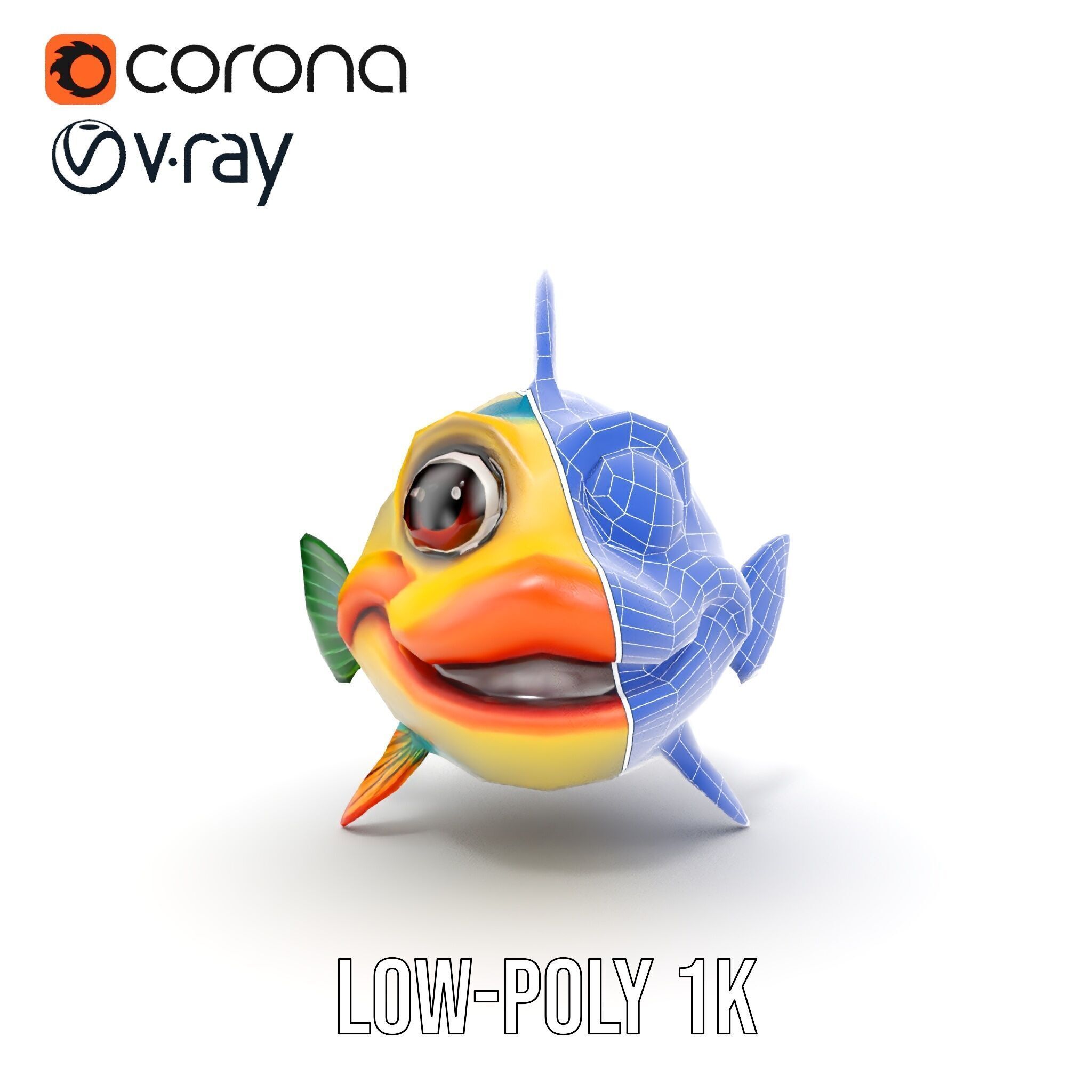 Cartoon Fish Character Model Pack Low-poly 3D model_29