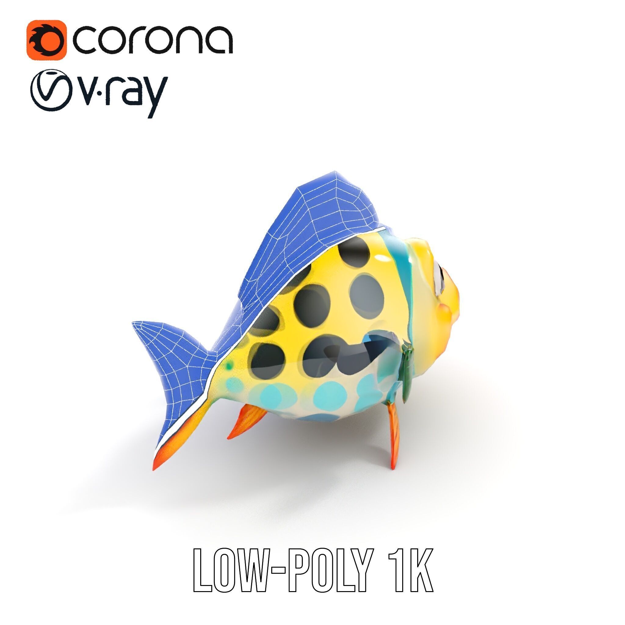 Cartoon Fish Character Model Pack Low-poly 3D model_32