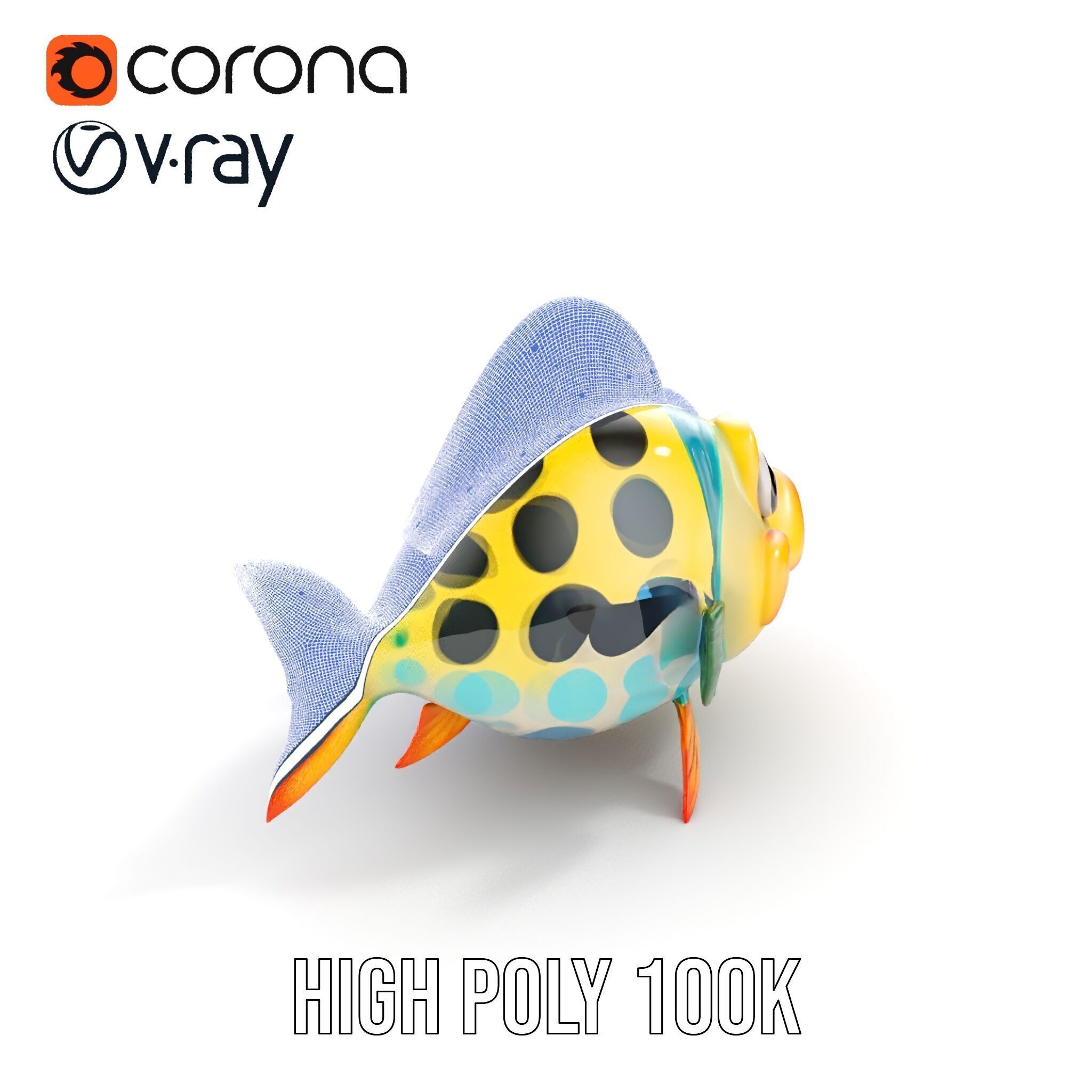Cartoon Fish Character Model Pack Low-poly 3D model_33
