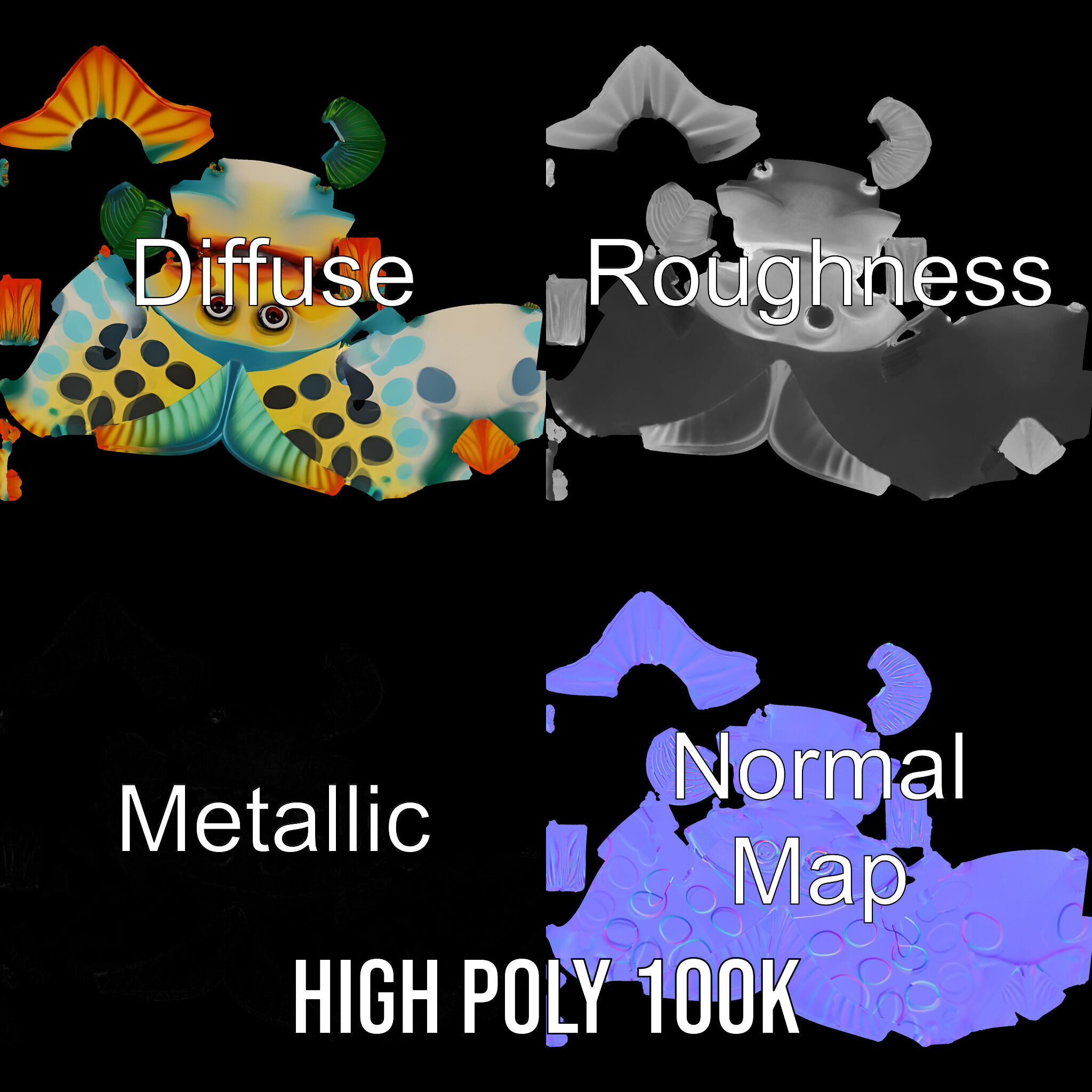 Cartoon Fish Character Model Pack Low-poly 3D model_4