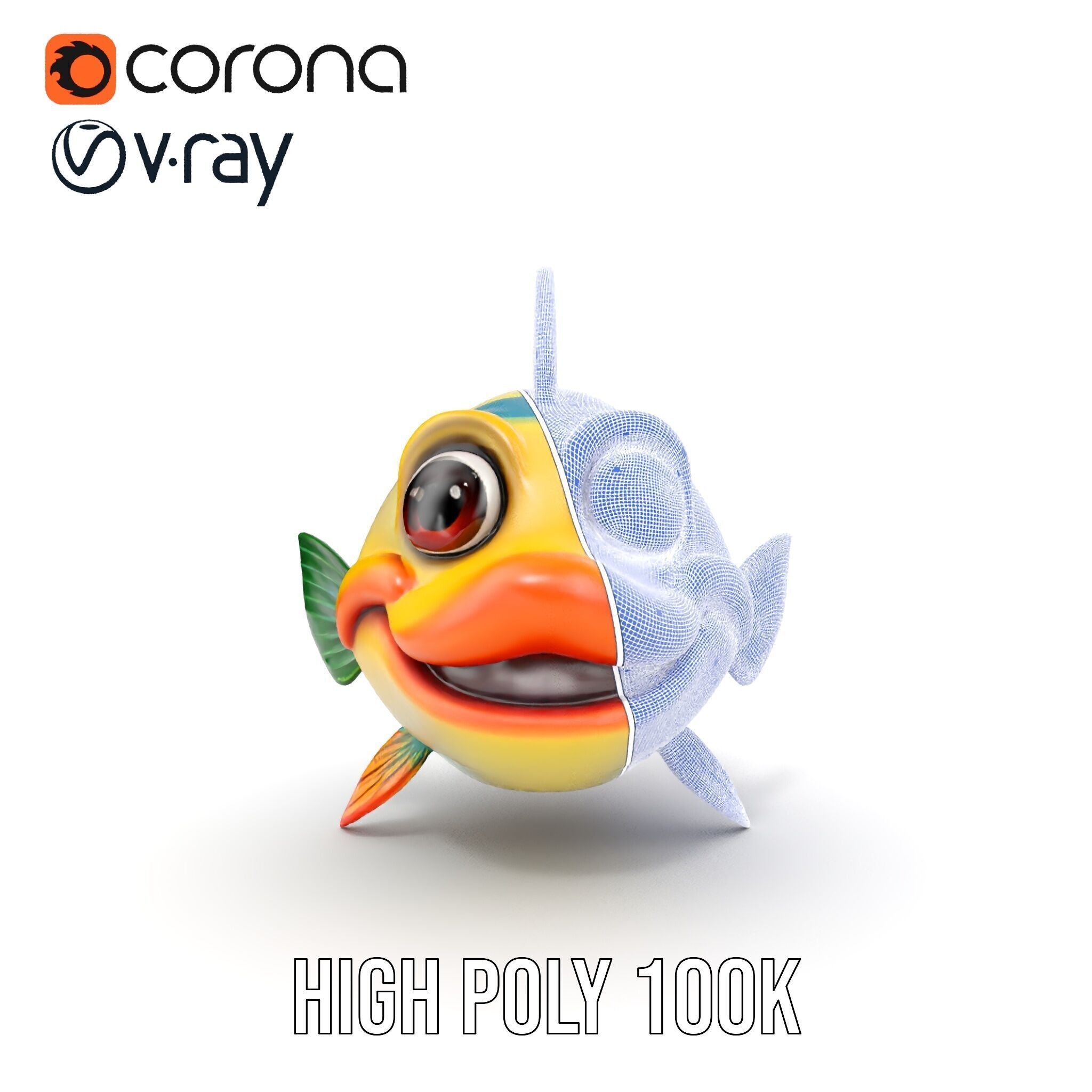 Cartoon Fish Character Model Pack Low-poly 3D model_38