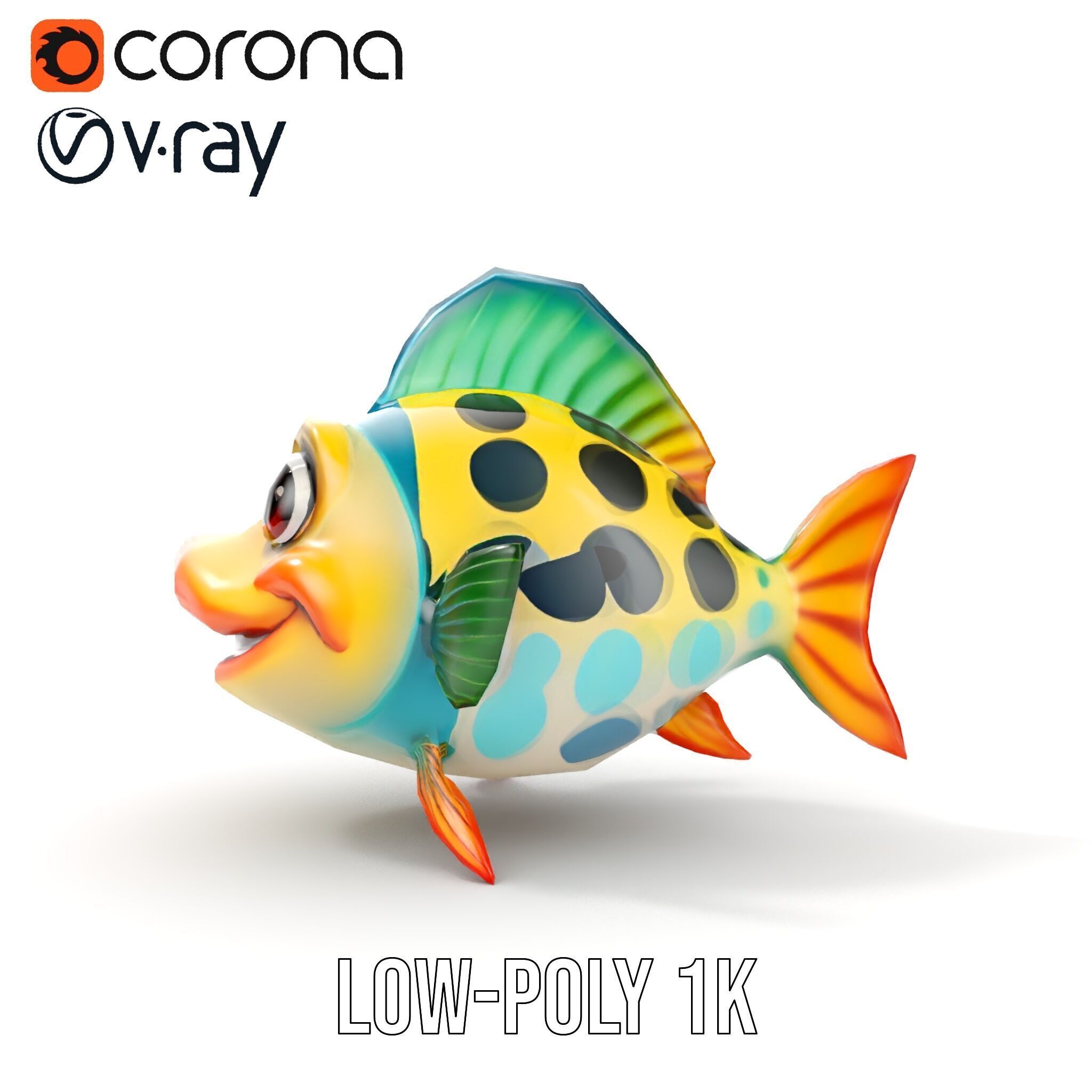 Cartoon Fish Character Model Pack Low-poly 3D model_24