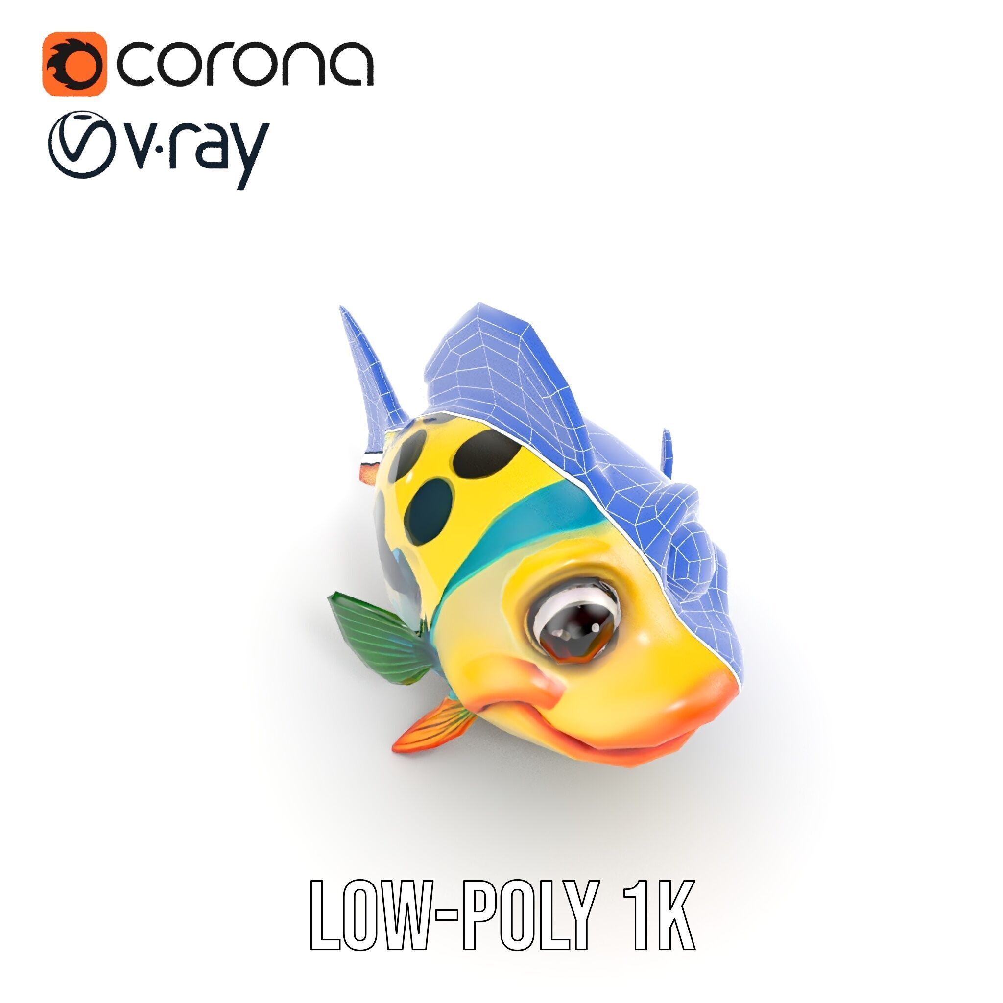 Cartoon Fish Character Model Pack Low-poly 3D model_19