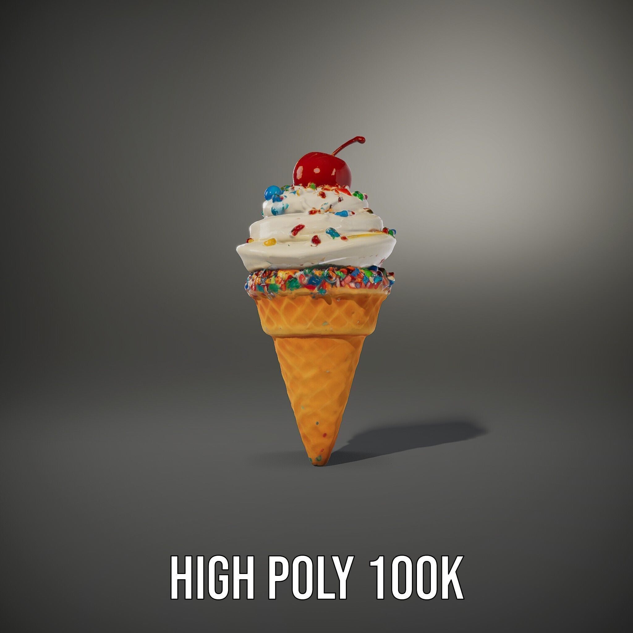 Ice Cream Cone with Sprinkles and Cherry Model Pack Low-poly 3D model_14