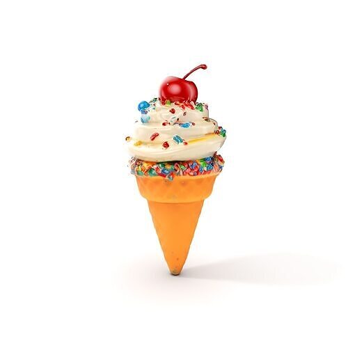Ice Cream Cone with Sprinkles and Cherry Model Pack Low-poly 3D model