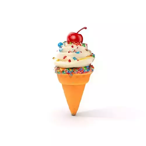 Ice Cream Cone with Sprinkles and Cherry Model Pack Low-poly 3D model