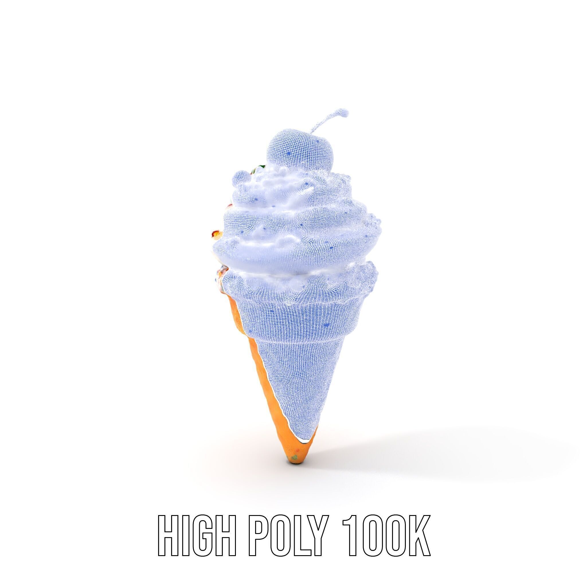 Ice Cream Cone with Sprinkles and Cherry Model Pack Low-poly 3D model_4