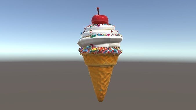 Ice Cream Cone with Sprinkles and Cherry Model Pack Low-poly 3D model 5