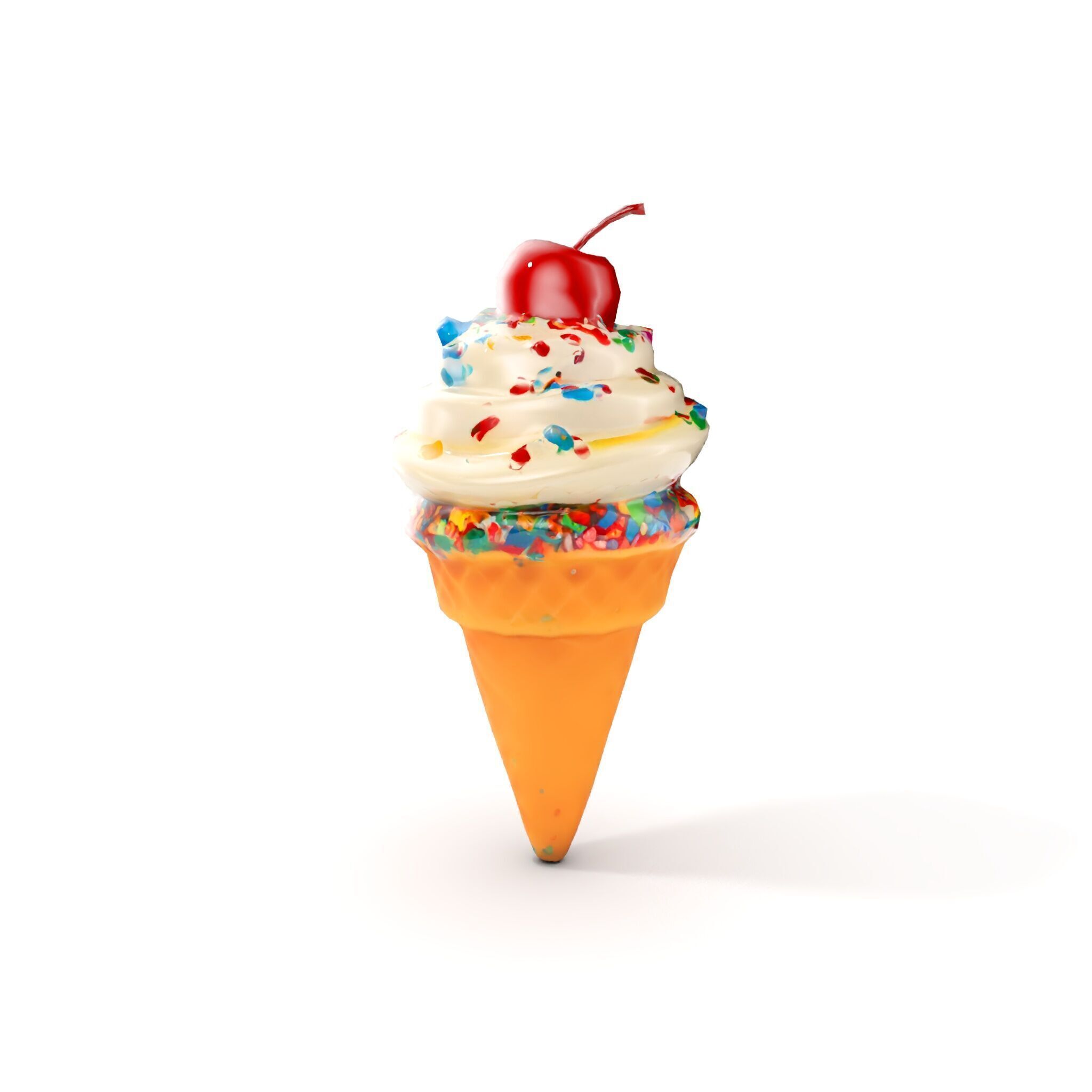 Ice Cream Cone with Sprinkles and Cherry Model Pack Low-poly 3D model_13