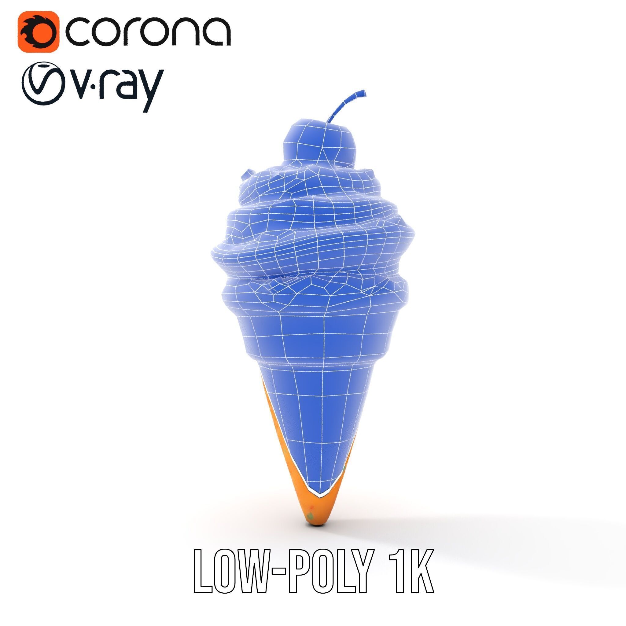 Ice Cream Cone with Sprinkles and Cherry Model Pack Low-poly 3D model_31
