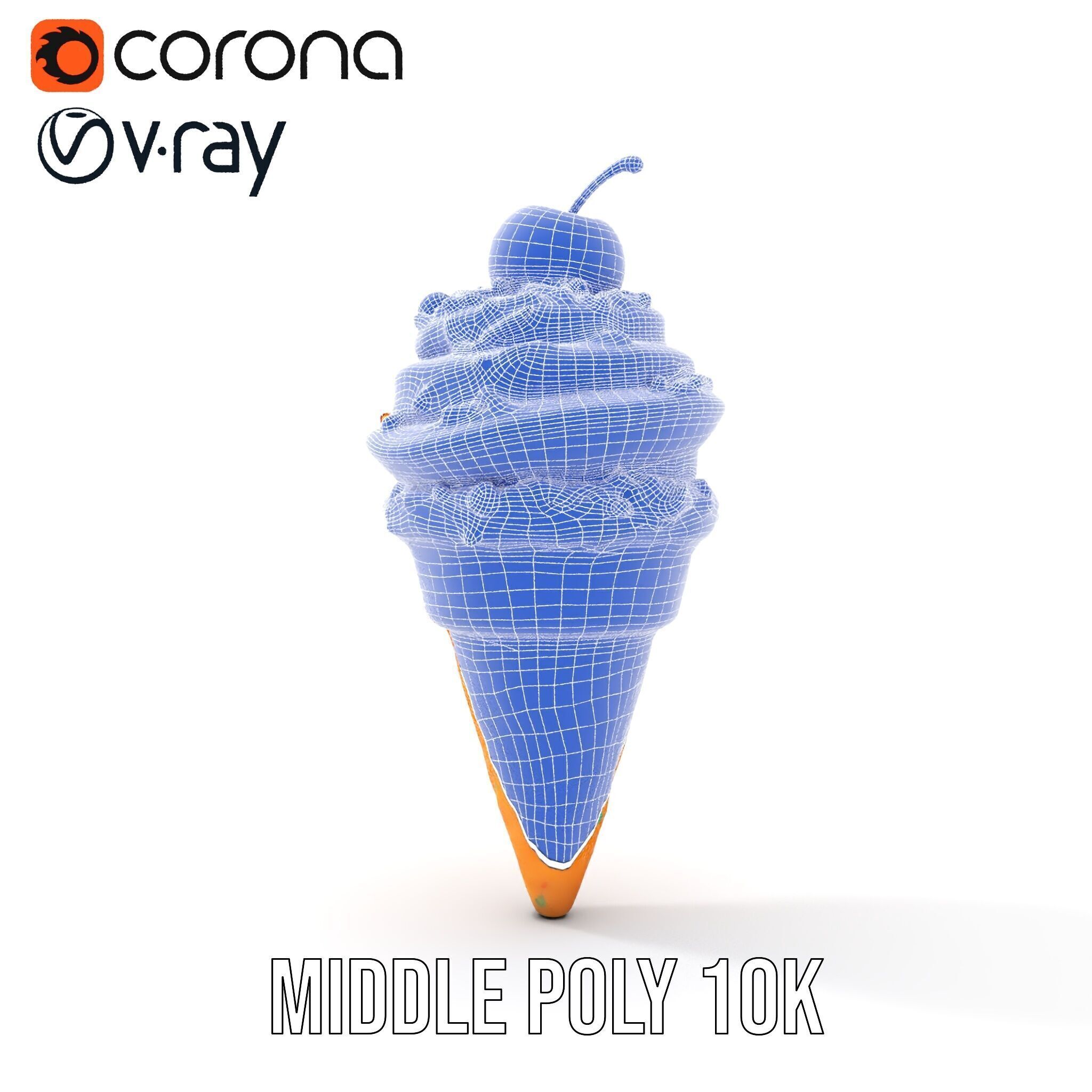Ice Cream Cone with Sprinkles and Cherry Model Pack Low-poly 3D model_27
