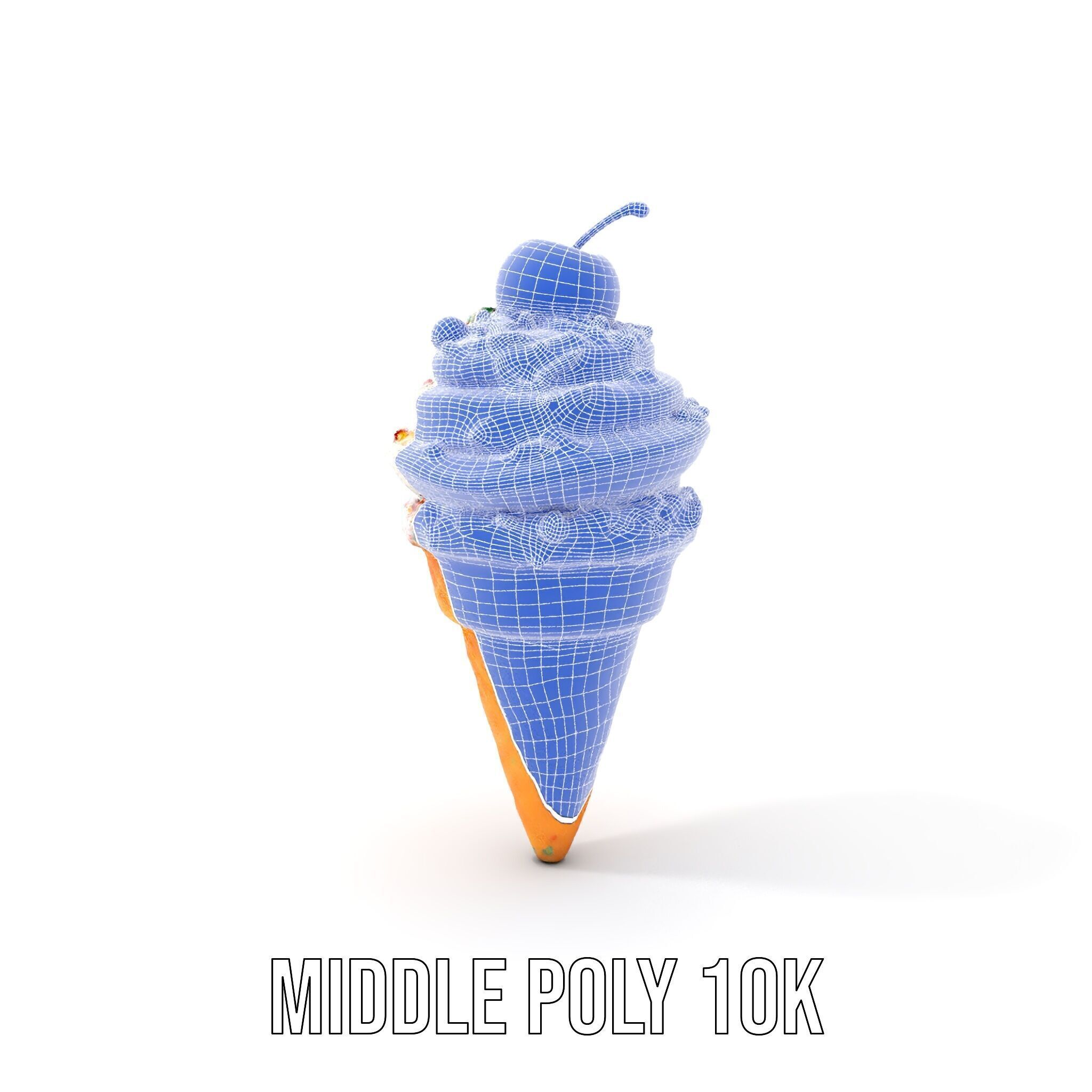 Ice Cream Cone with Sprinkles and Cherry Model Pack Low-poly 3D model_17