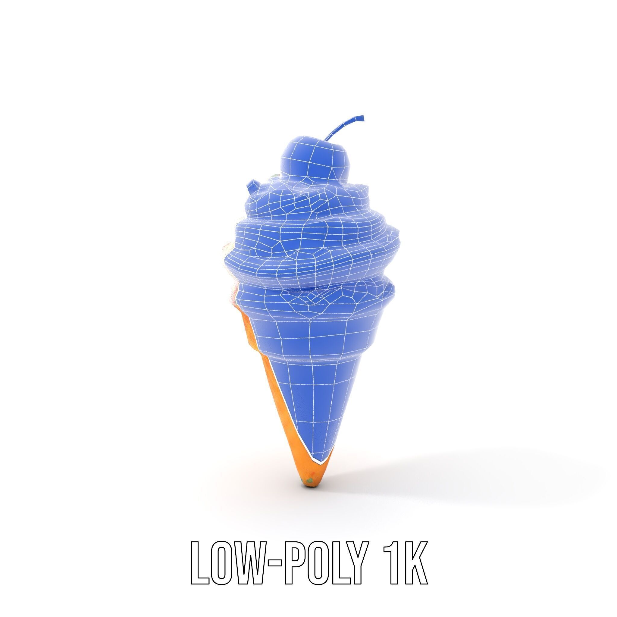 Ice Cream Cone with Sprinkles and Cherry Model Pack Low-poly 3D model_20