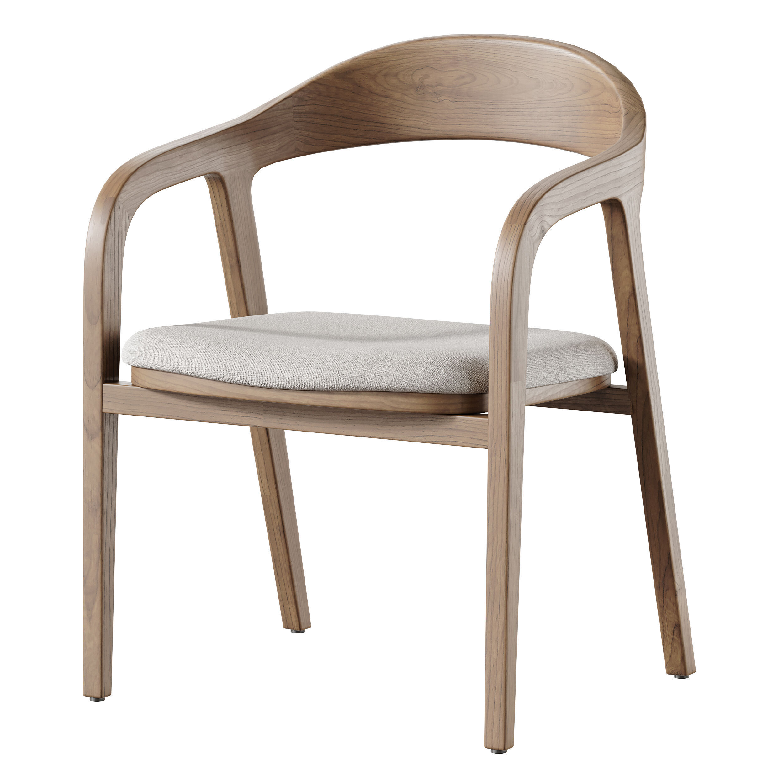 Dining chair armrest chair walnut wood Amir 3D model_11