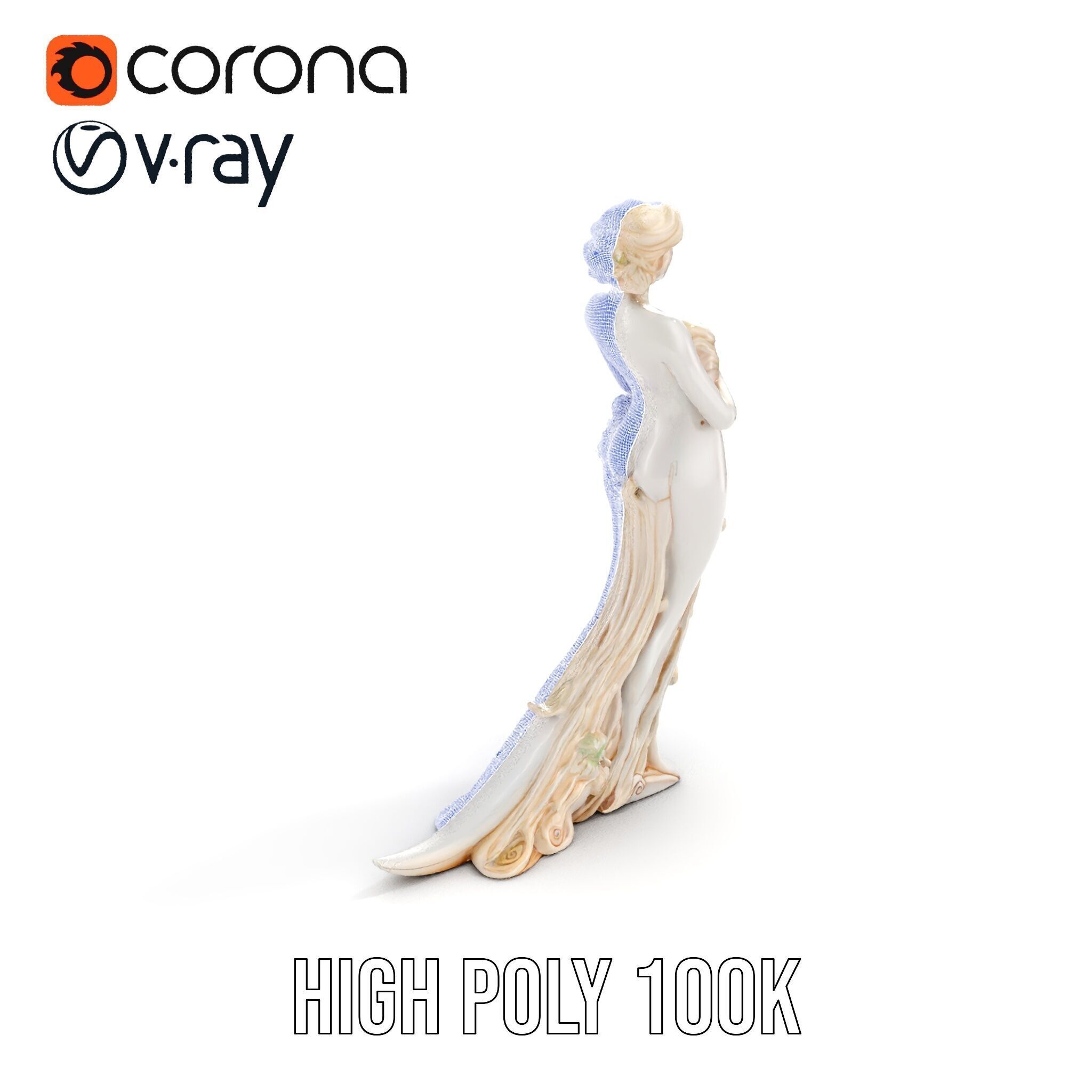 Elegant Floral Woman Model Pack Low-poly 3D model_37